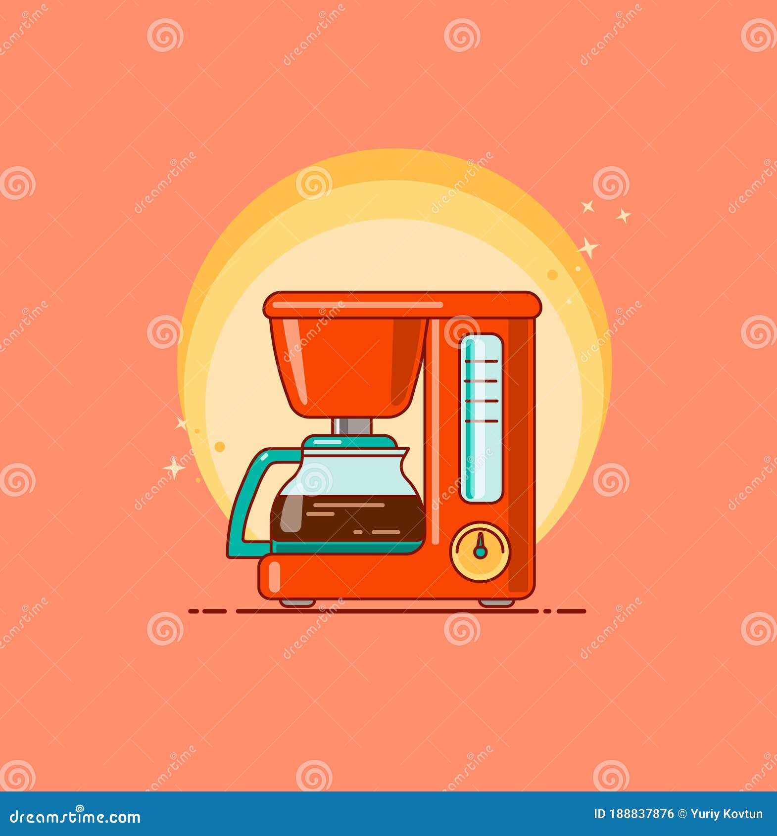 Coffee Machine Glass Pot Flat Design Vector Stock Vector Illustration