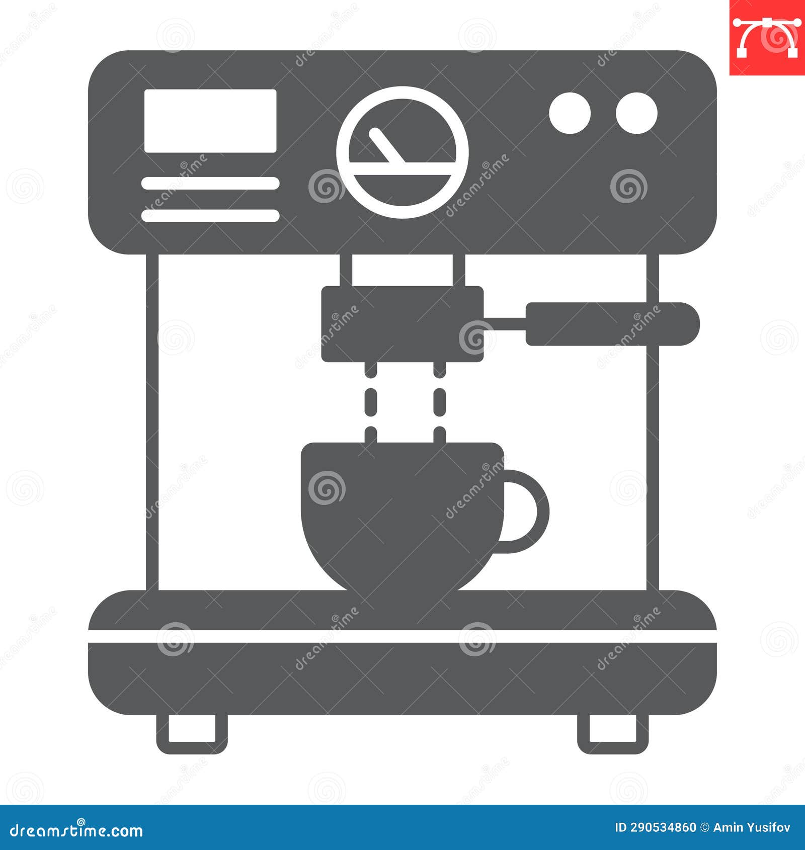 Coffee machine glyph icon stock vector. Illustration of espresso