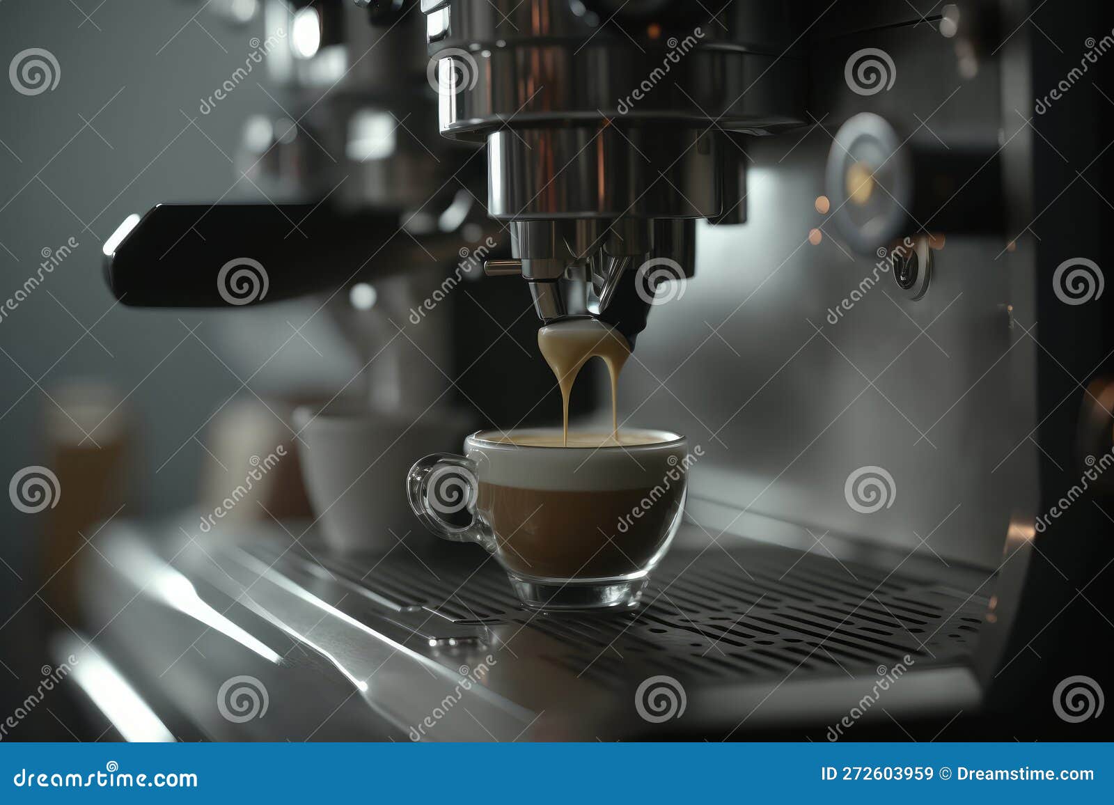 Coffee Machine Makes Hot Drink in Cup Generative AI Stock Illustration