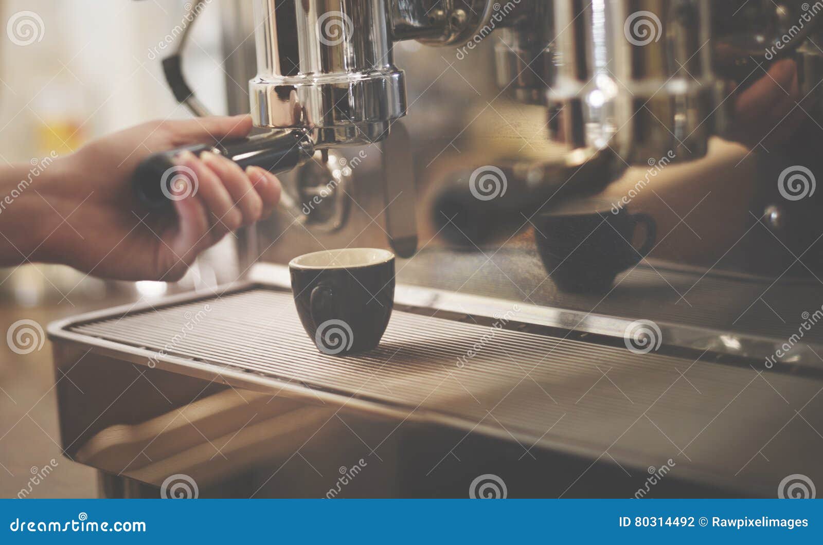 coffee machine portafilter steam barista shop concept