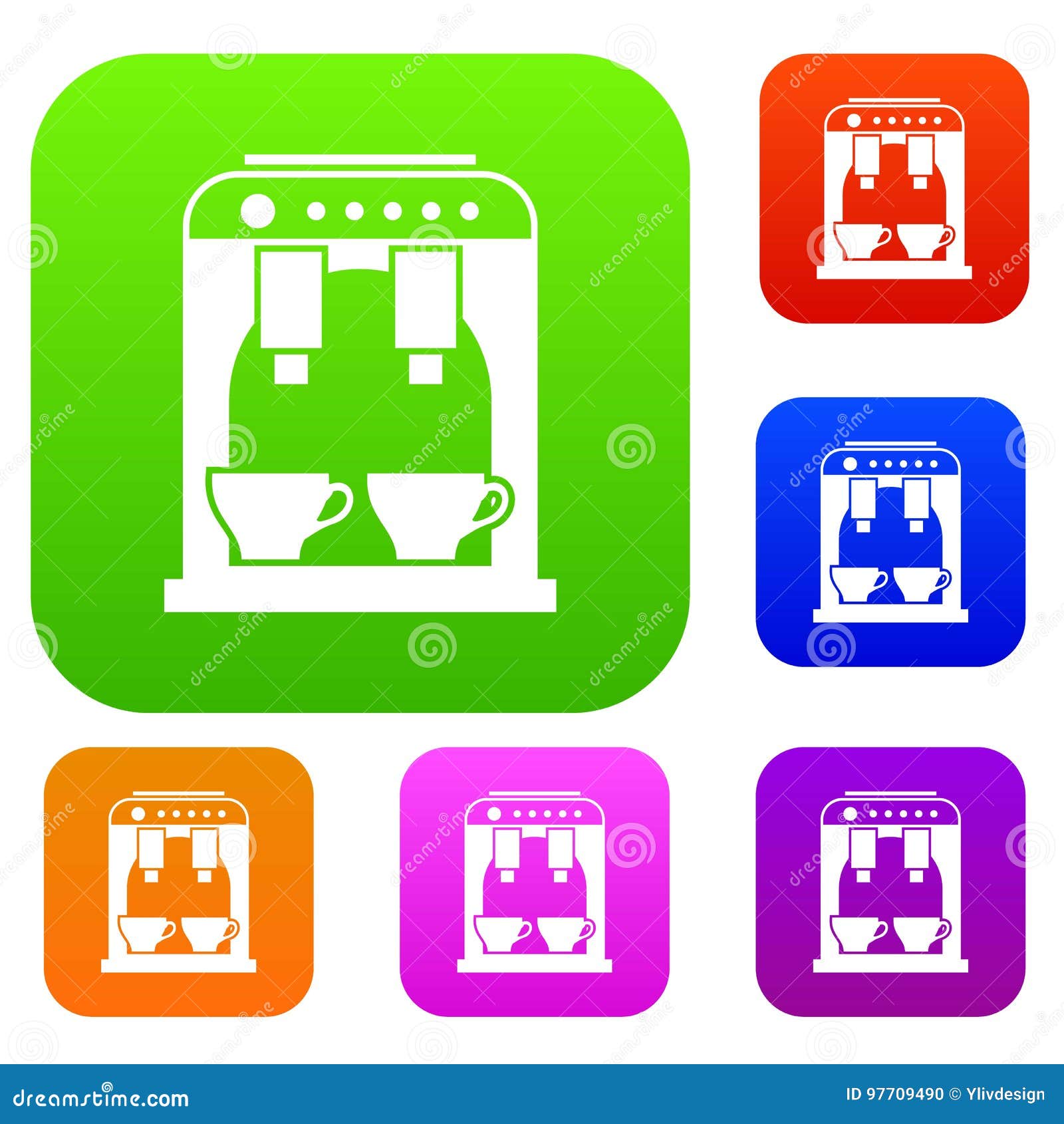 Coffee Machine Set Collection Stock Vector - Illustration ...