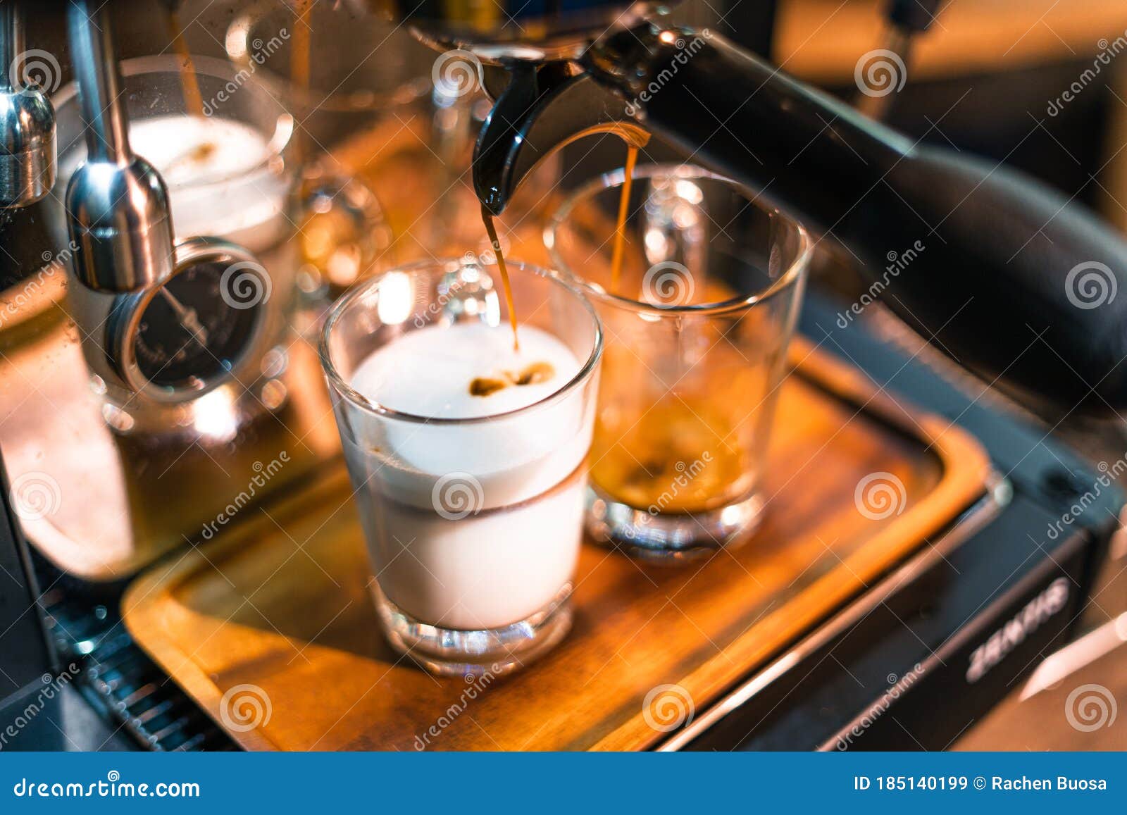 CoffeeMake Coffee from the Machine at Home,Coffee in a Cup Stock Image