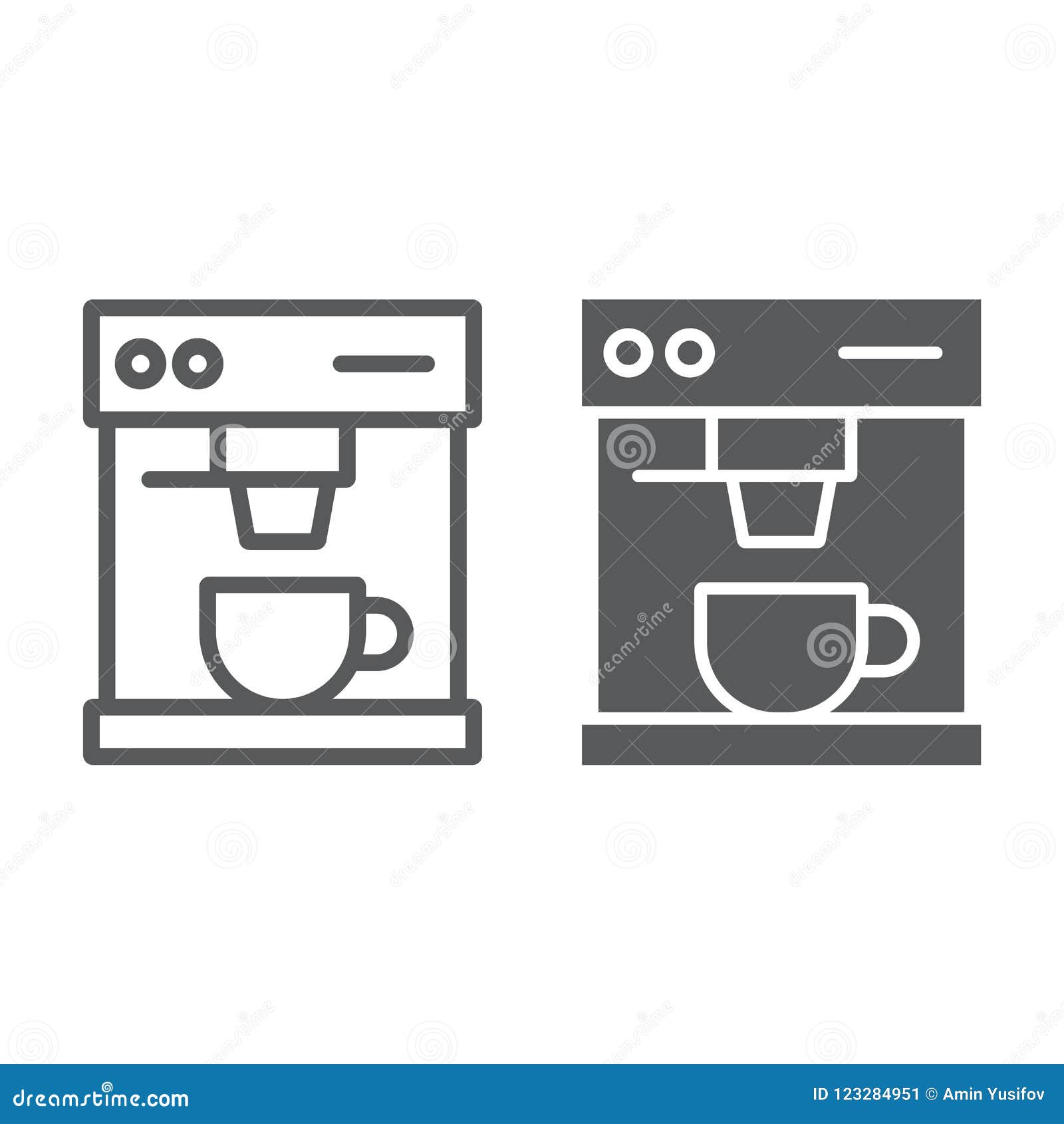coffee maker line and glyph icon, drink
