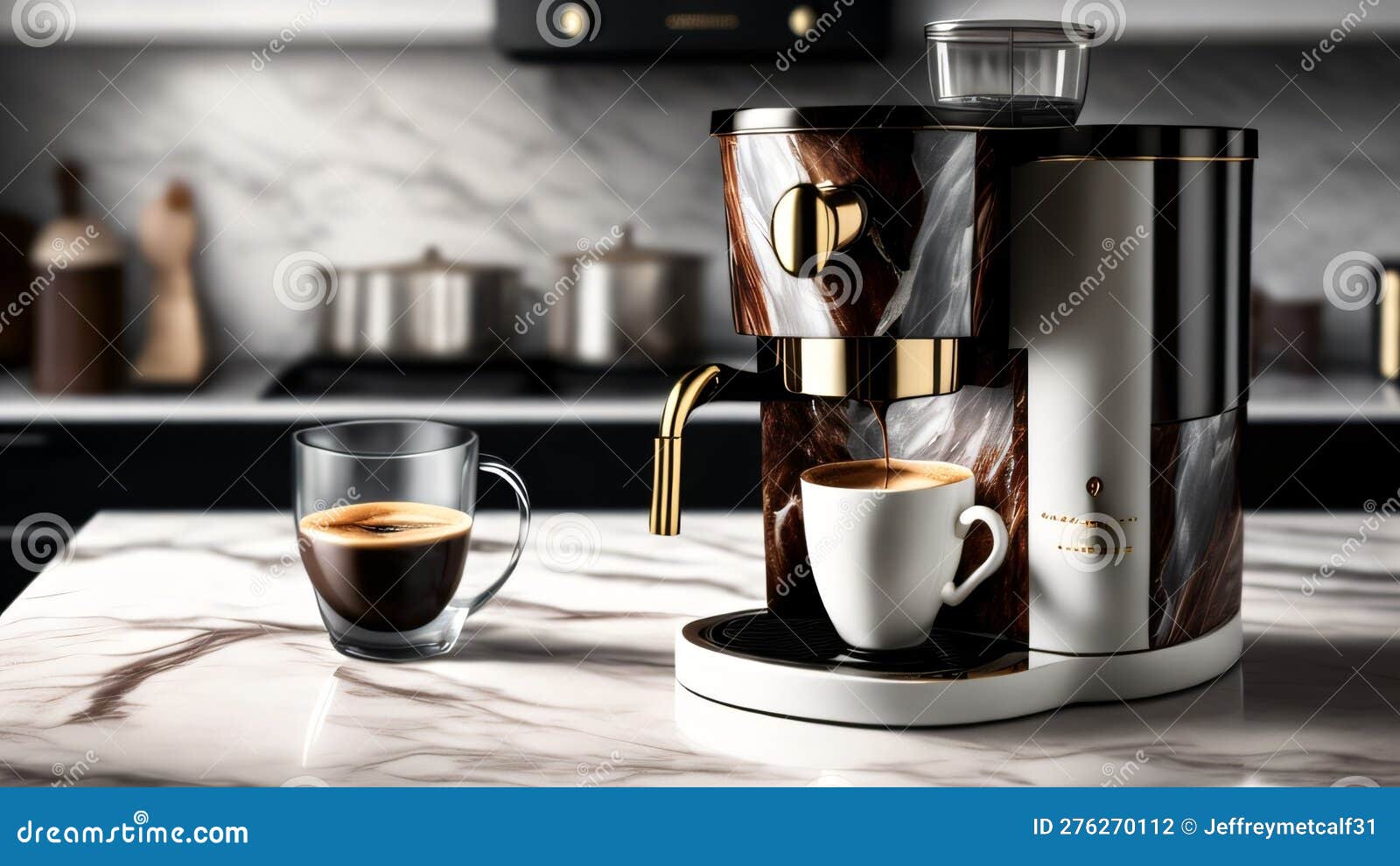 Coffee Maker in Marble Kitchen Stock Illustration Illustration of