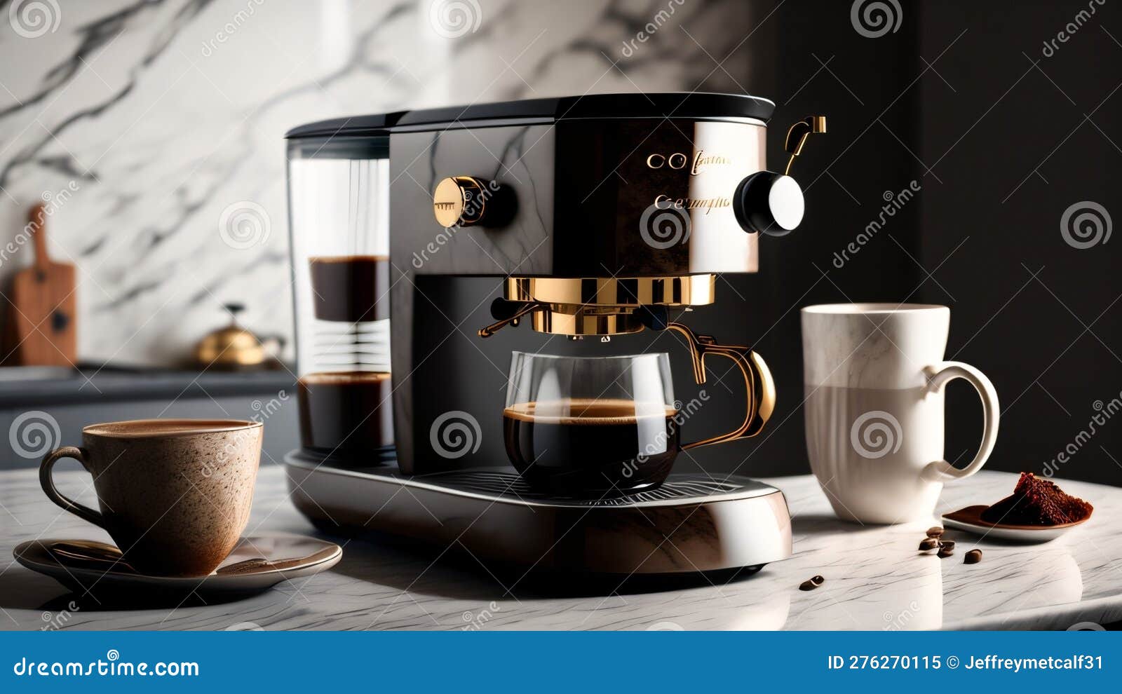 Coffee Maker in Marble Kitchen Stock Illustration Illustration of