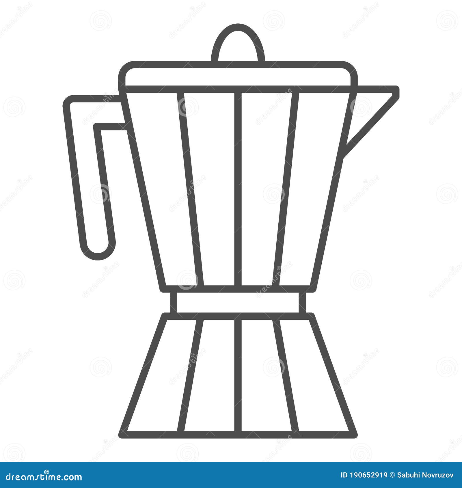 Geyser coffee maker with glass of milk line icon, Coffee time concept, moka  pot sign on