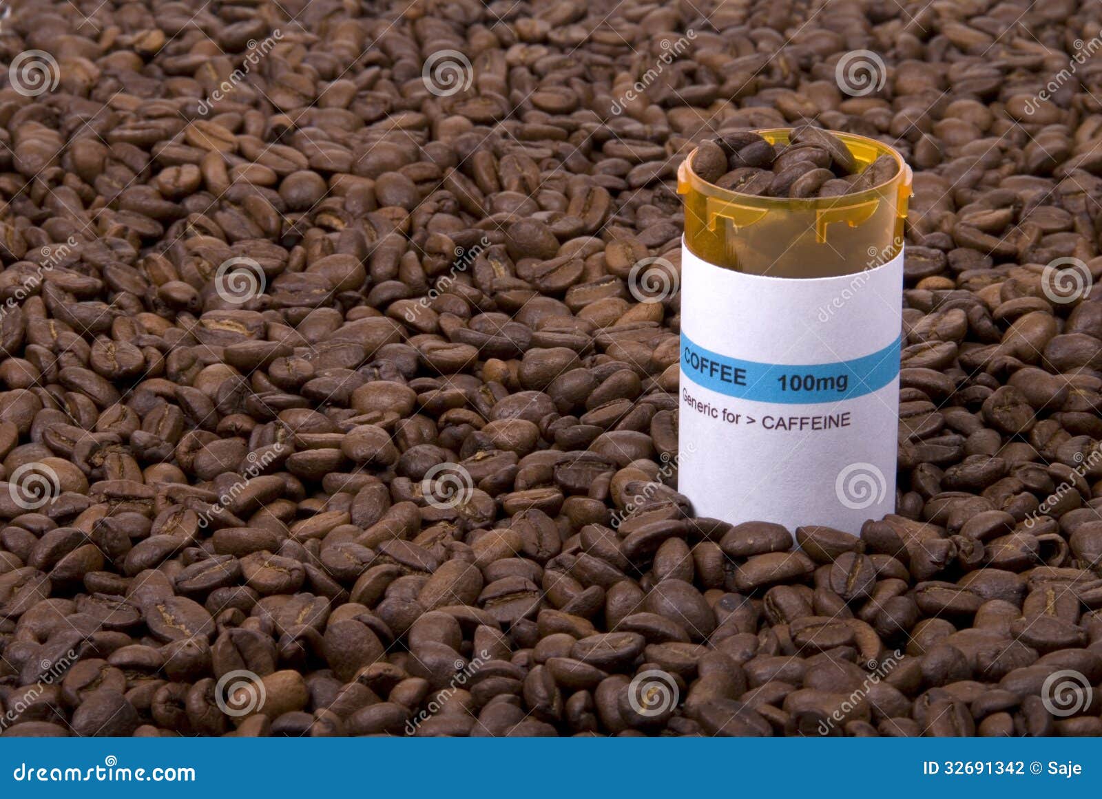 Coffee Medicine Bottle Surrounded by Beans Stock Photo Image of