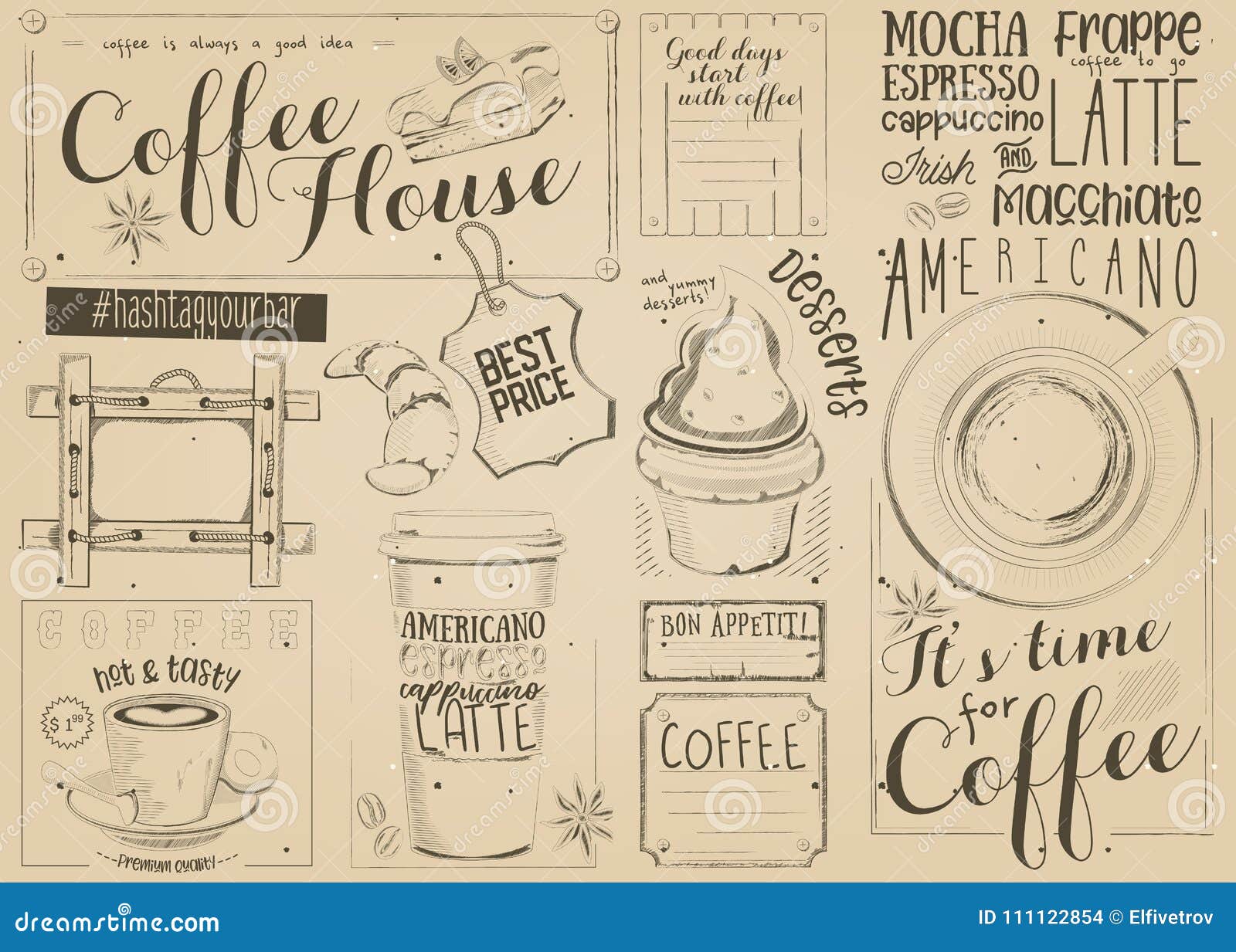 coffee menu placemat