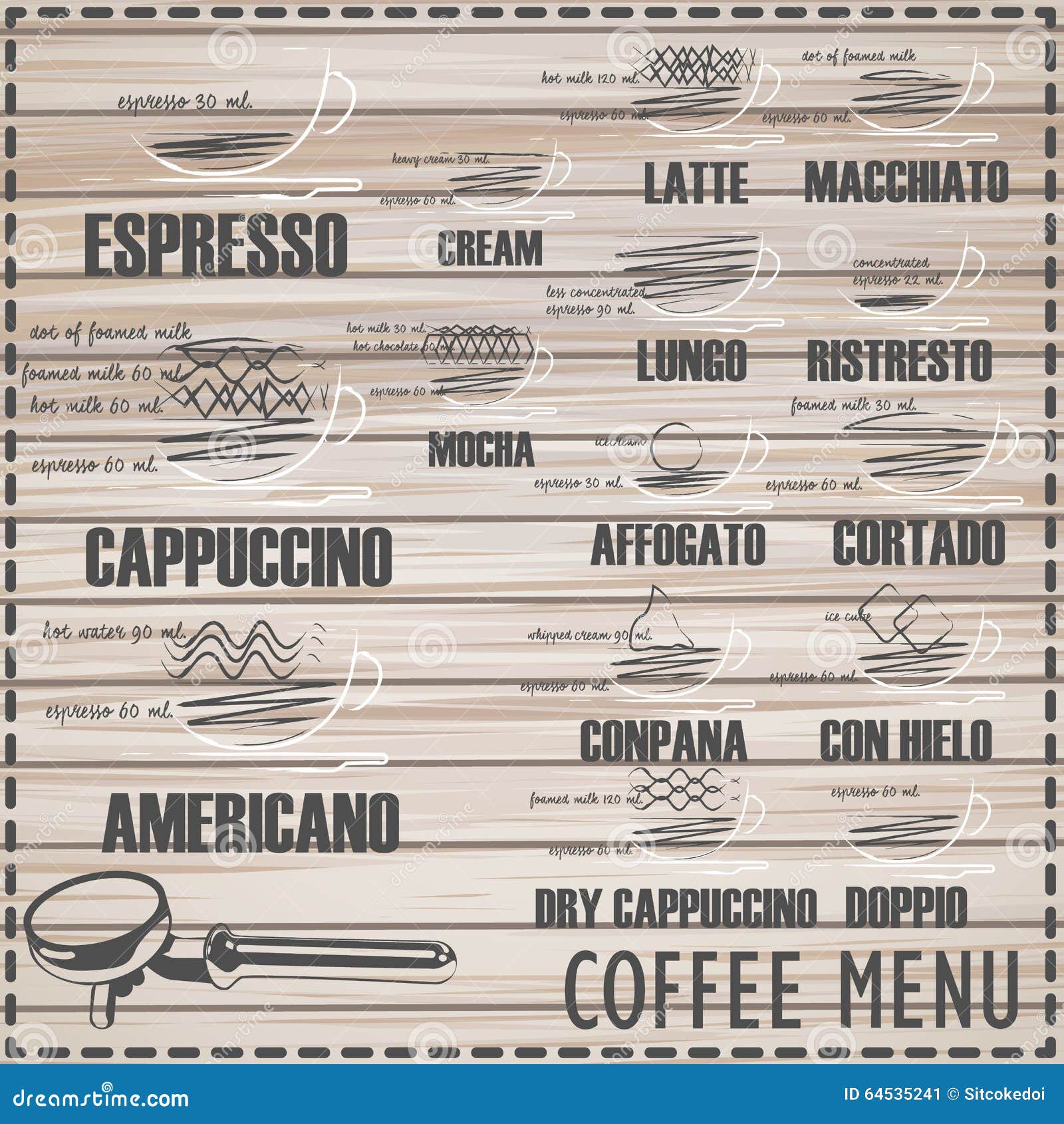 Coffee menu on wood stock vector. Illustration of fresh 64535241