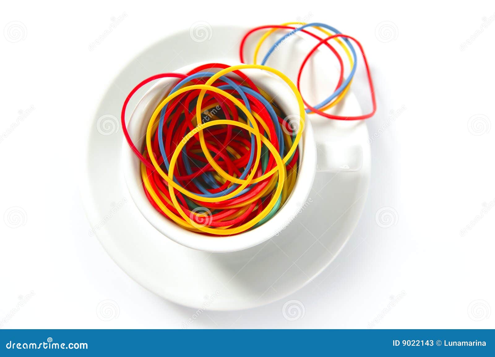 Coffee Metaphor with Color Rubber Bands, Office Stock Image Image of