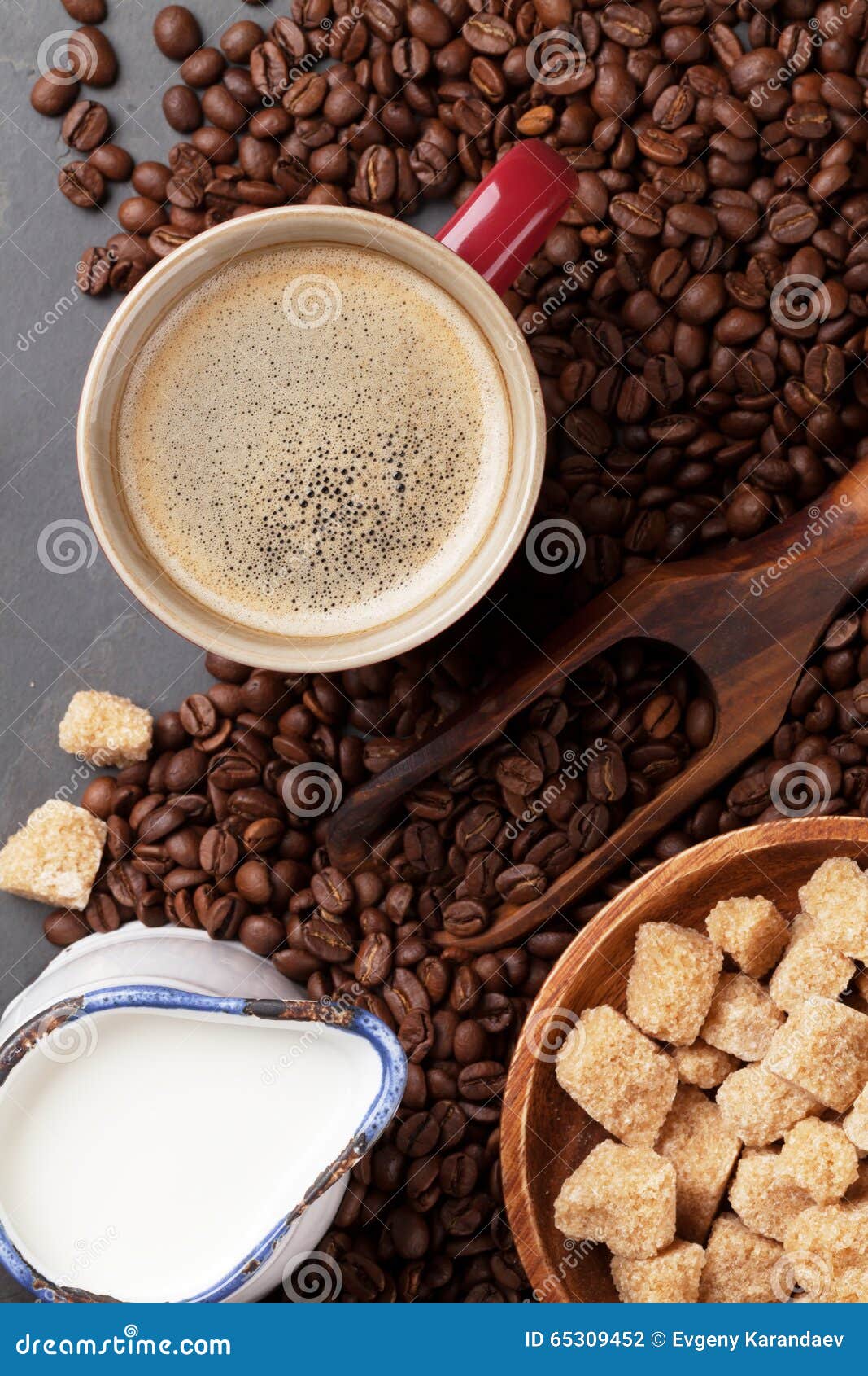 Coffee, Milk and Brown Sugar Stock Photo - Image of seed, roast: 65309452
