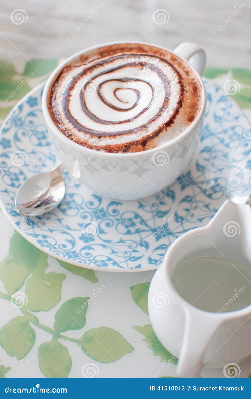 Coffee with Milk and Chocolate Stock Image Image of brown, porcelain