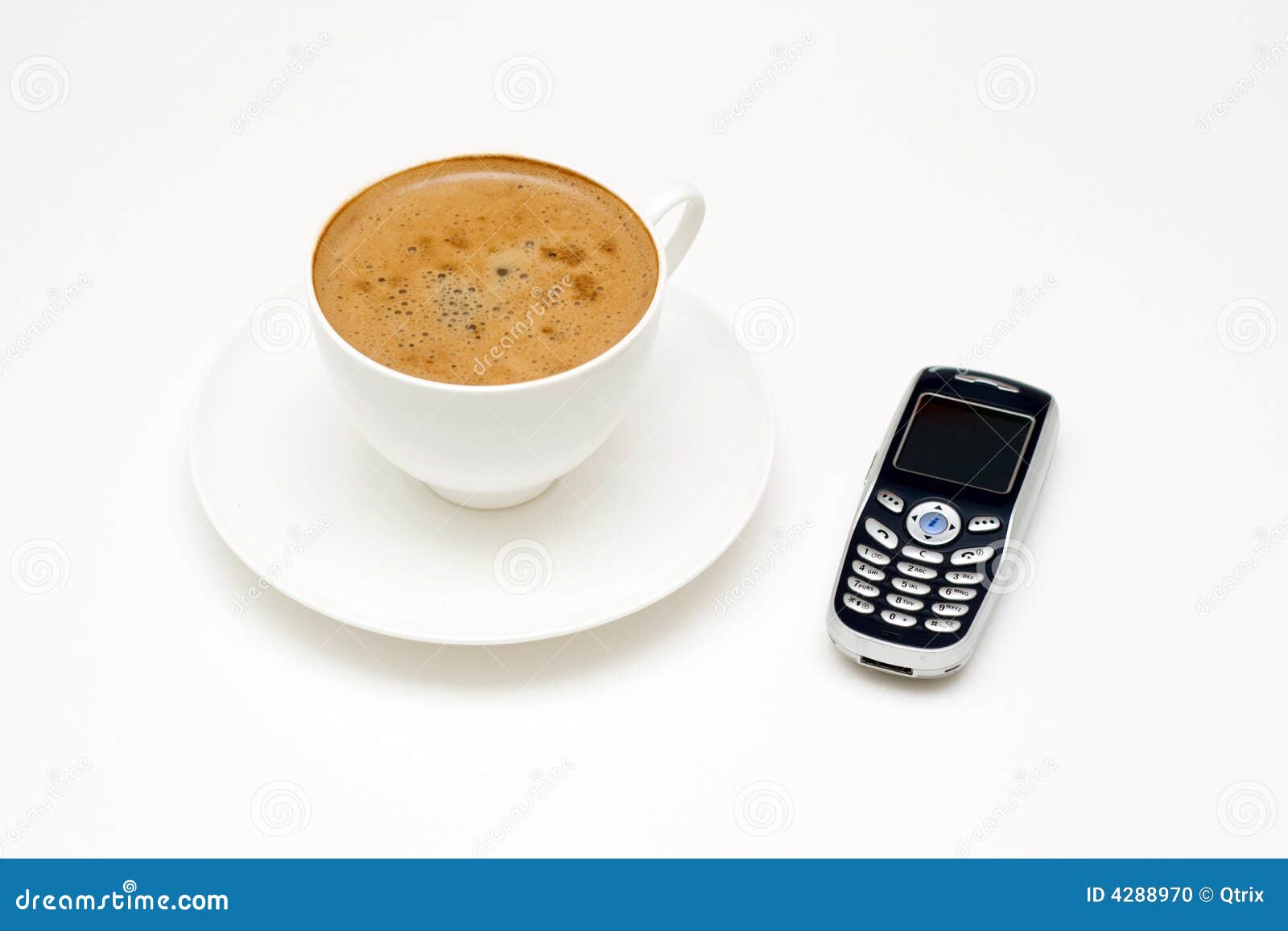 Coffee and mobile phone. stock photo. Image of backgrounds 4288970