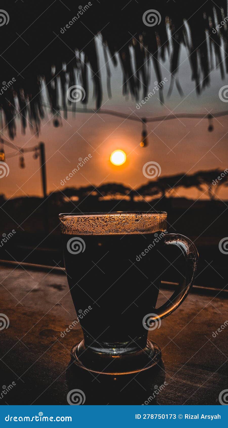 A Coffee in the Morning and Beautiful Sunrise Stock Image Image of