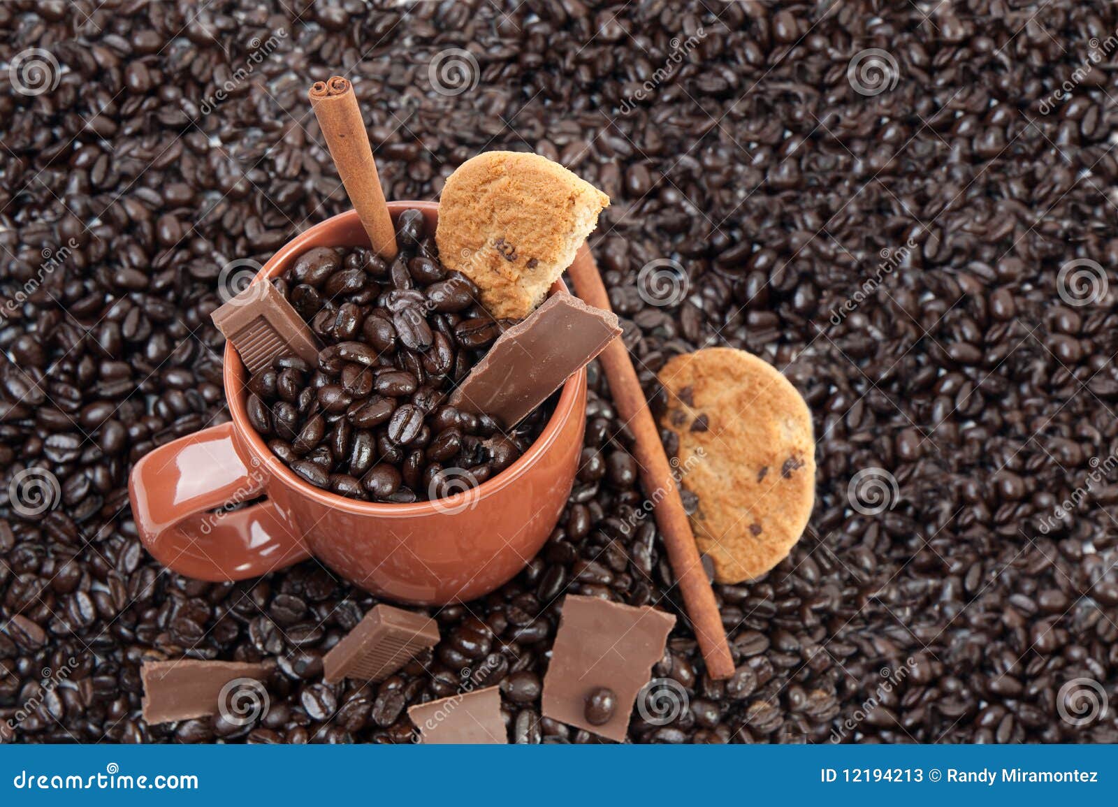 Coffee Mug with Beans stock image. Image of snack, background 12194213