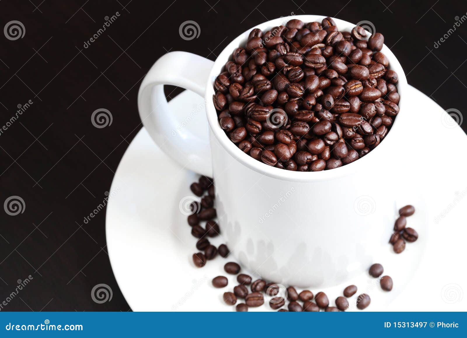 Coffee Mug Filled with Fresh Coffee Beans Stock Image Image of