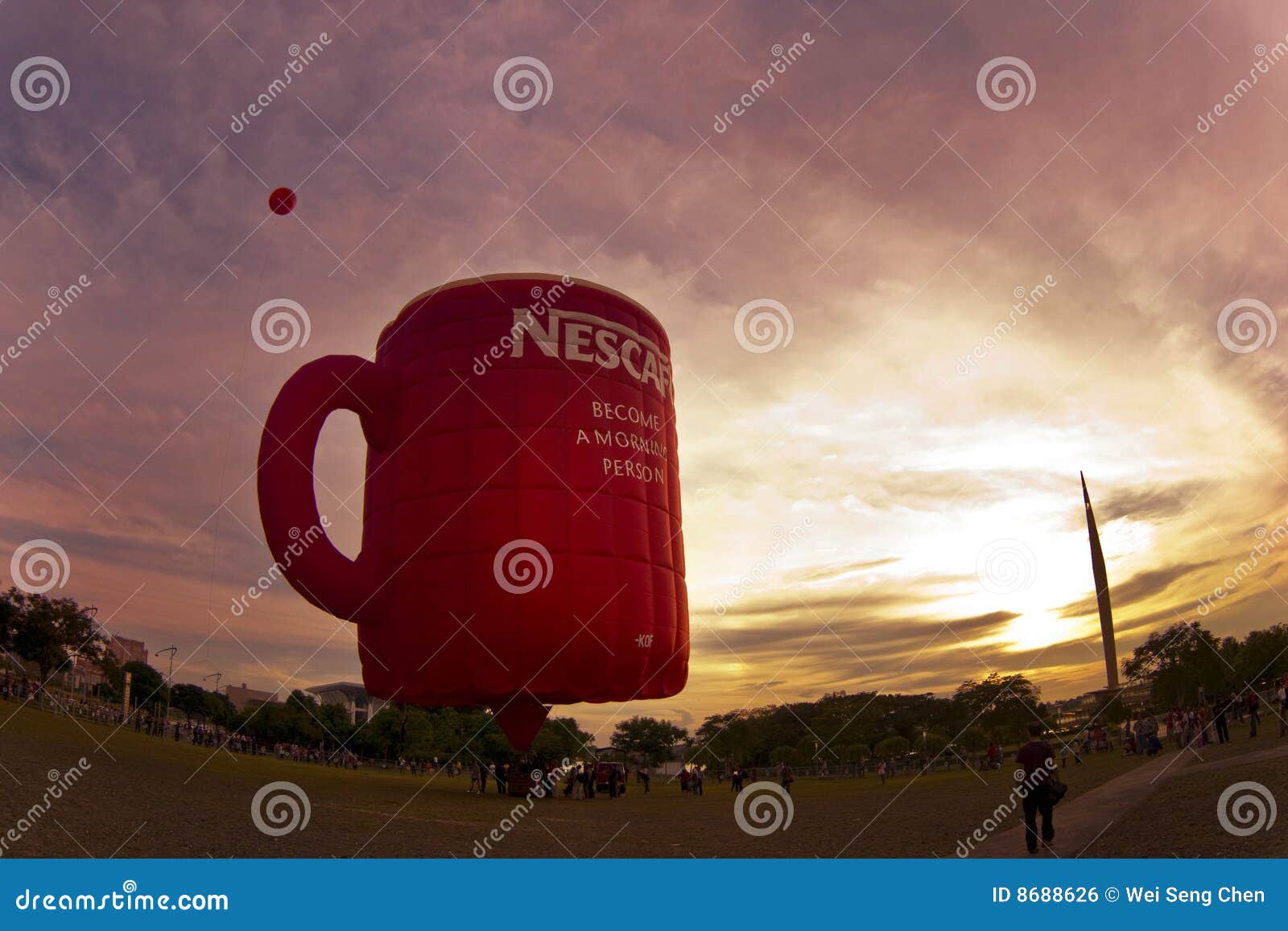Coffee mug hot air balloon editorial photo. Image of light 8688626