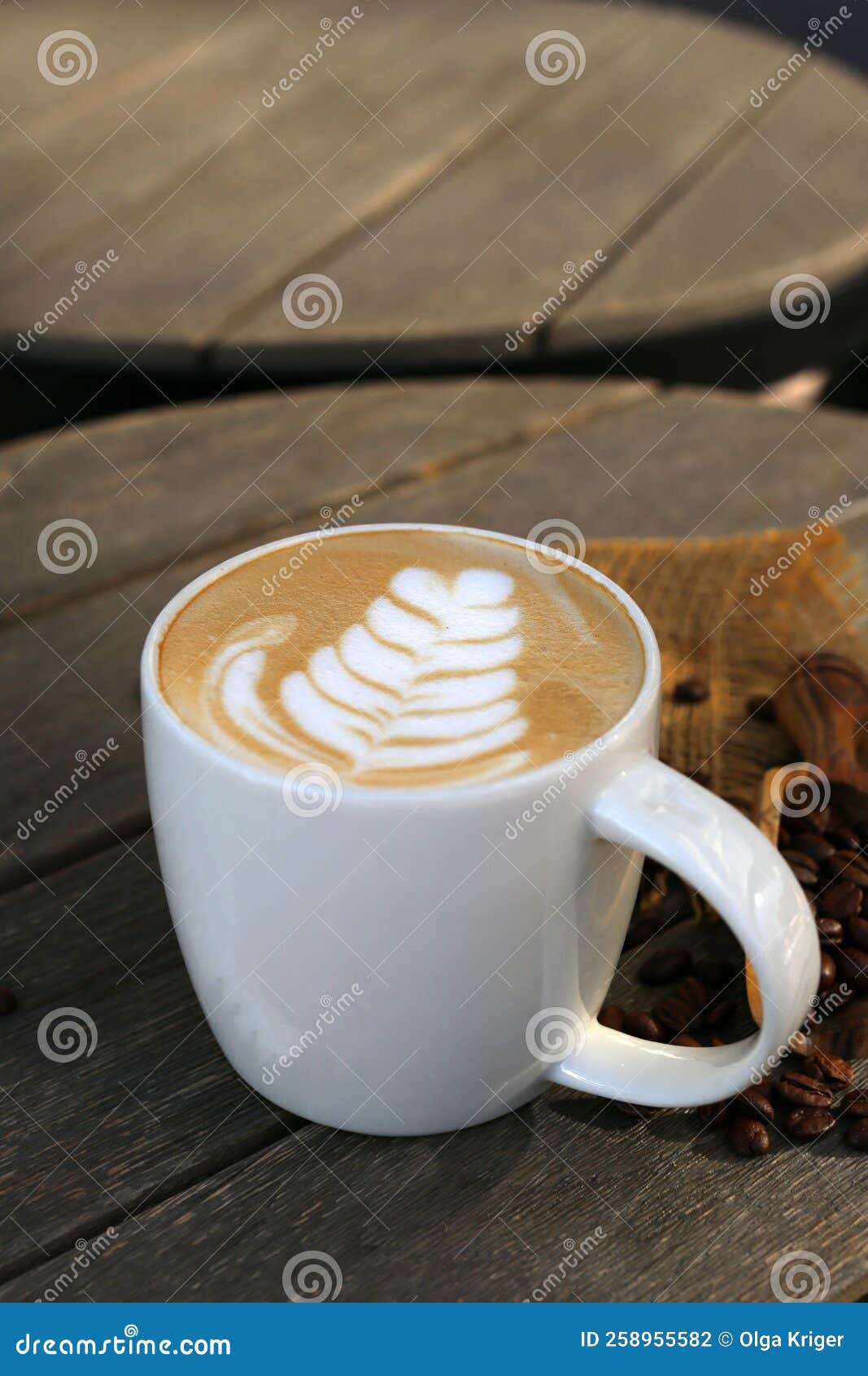 Coffee mug latte art stock photo. Image of milk, latte - 258955582