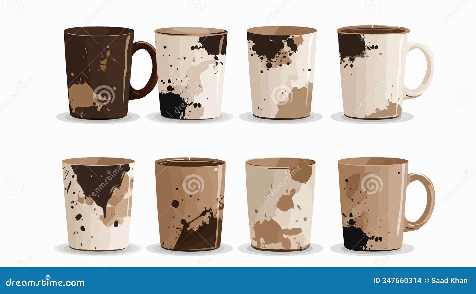 coffee mug stains and traces set graphic  