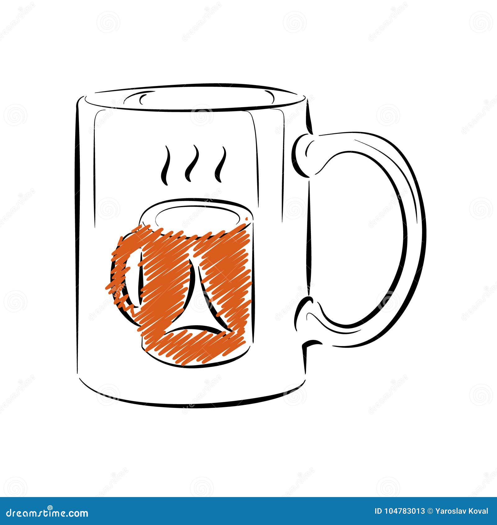 Coffee Mug Template. Outline Style. Stock Illustration Illustration