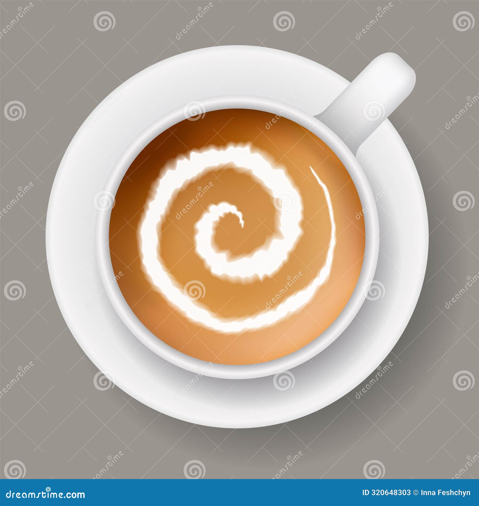 Top View On Cappuccino Cup With 2025 Lettering Written With Cinnamon Coffee Mug Top View Cappuccino Espresso Latte Milk Brown Vector Realistic Template 320648303 