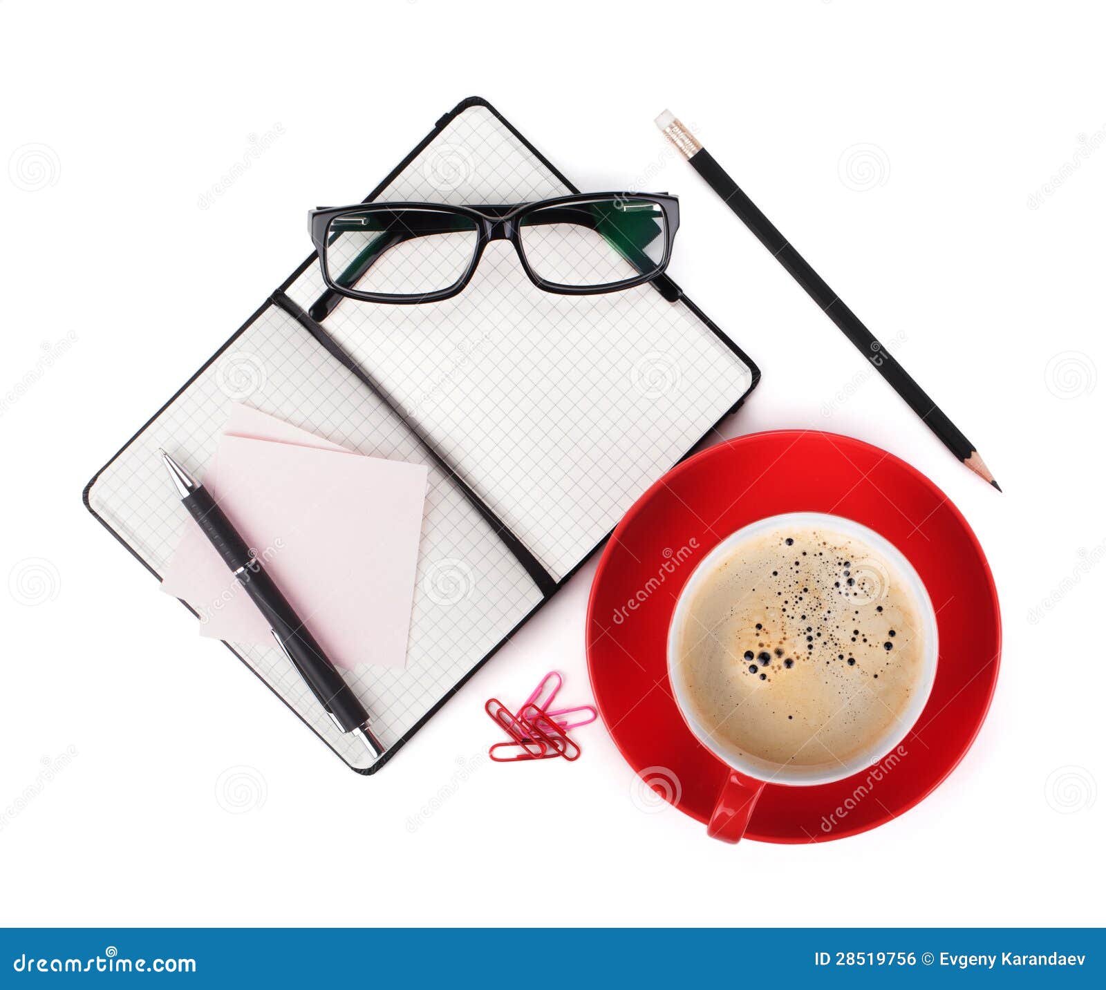 Coffee and office supplies stock photo. Image of occupation 28519756