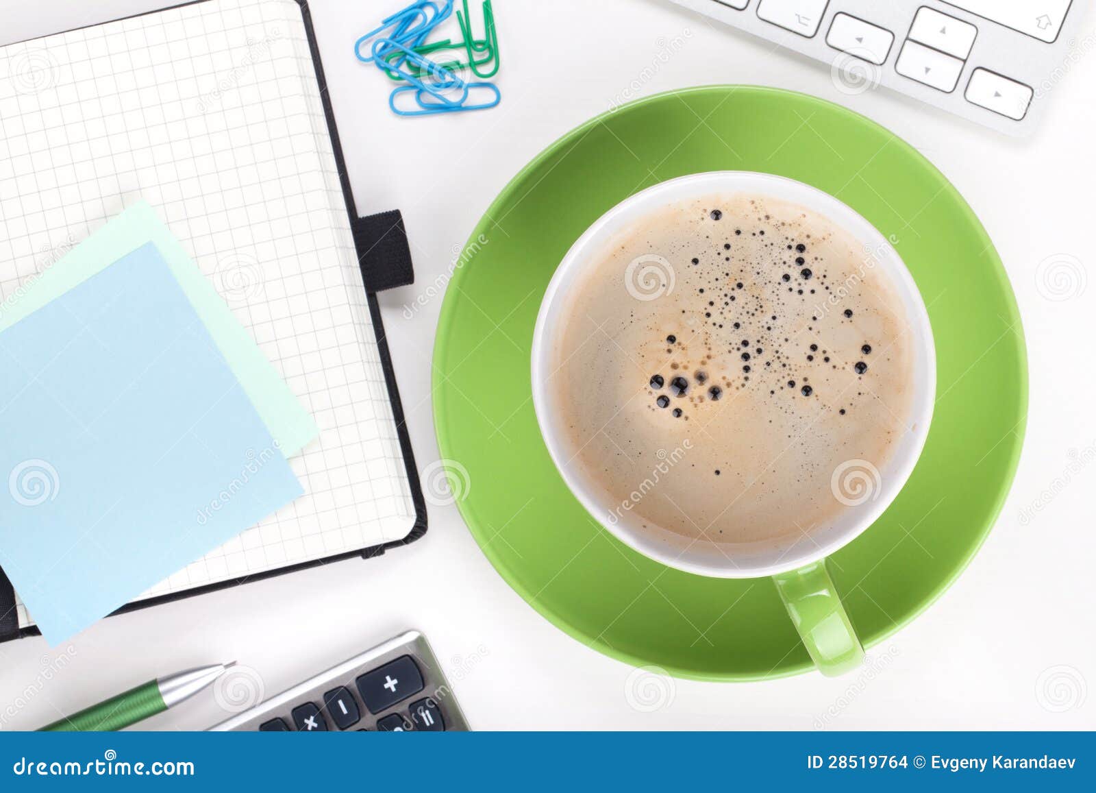 Coffee and office supplies stock photo. Image of finance 28519764