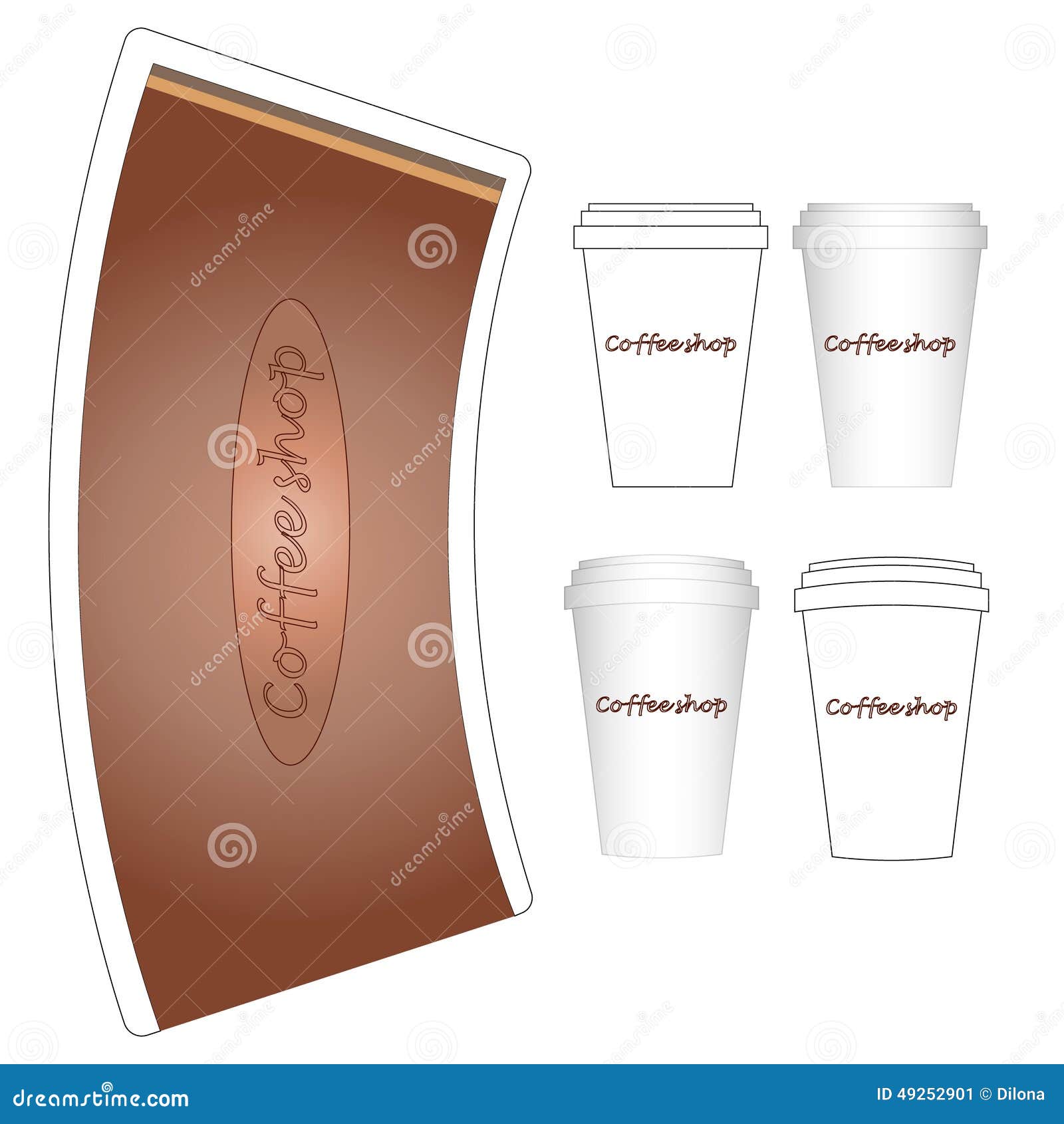 Download Coffee Paper Cup Mock-up Layout Stock Vector - Illustration of food, maquette: 49252901
