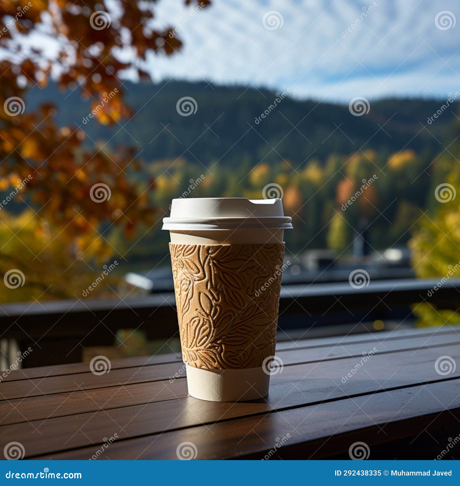 coffee in paper cup, nature's backdrop sip of warmth amidst outdoor serenity