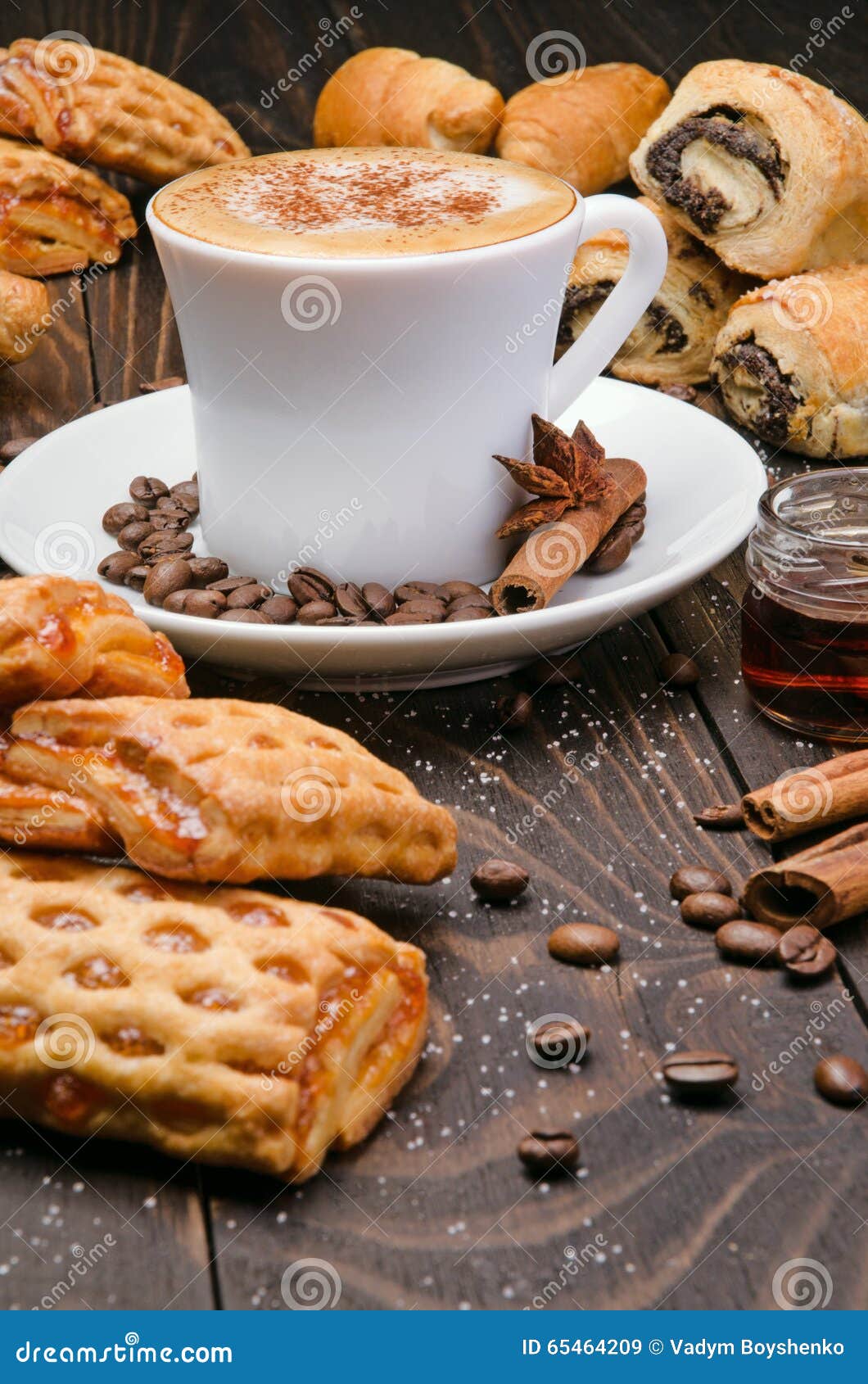 Coffee and Pastry stock image. Image of cappuccino, material 65464209
