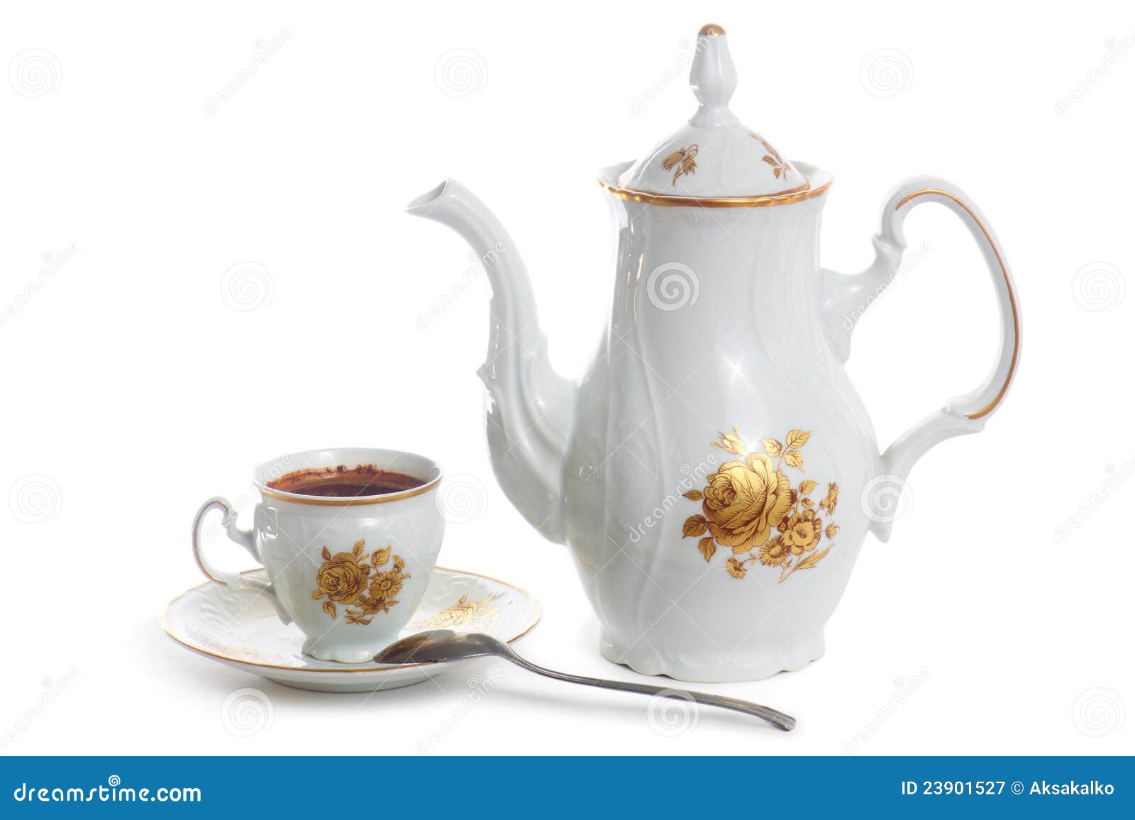 Coffee pot with cup stock image. Image of liquid, border 23901527