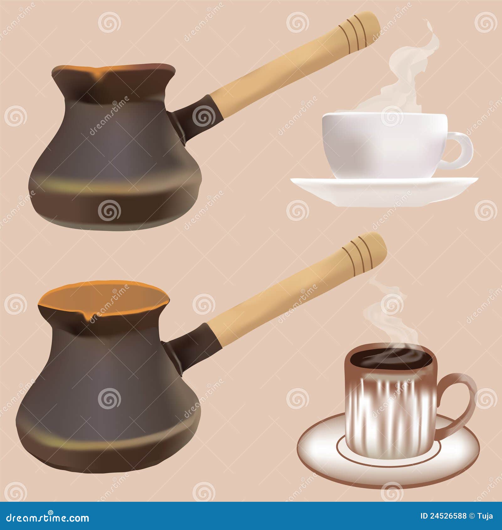 Coffee pot and cup set stock vector. Illustration of design 24526588