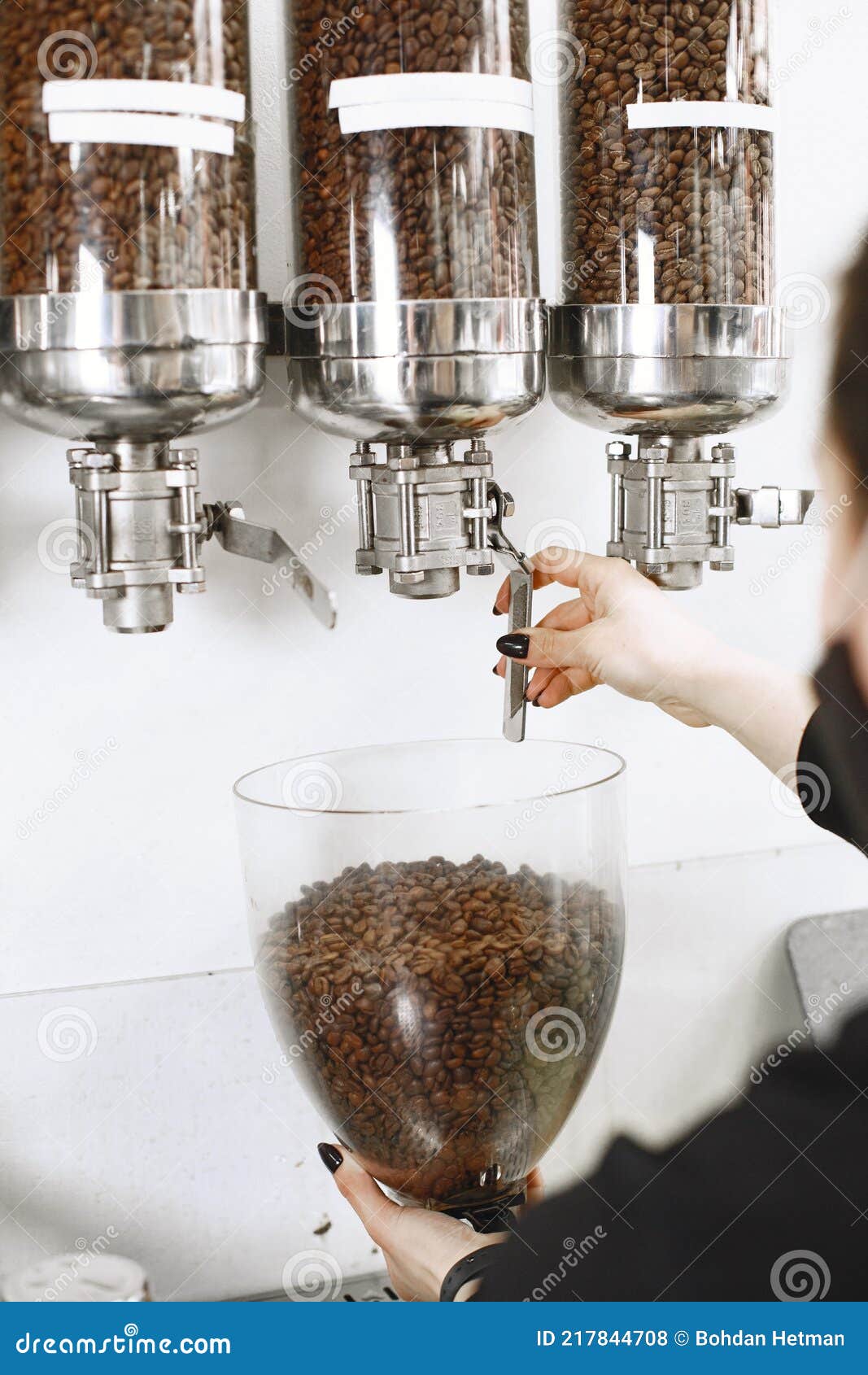 Coffee is Poured into Beans in Glass Containers Stock Photo Image of aroma, coffe 217844708