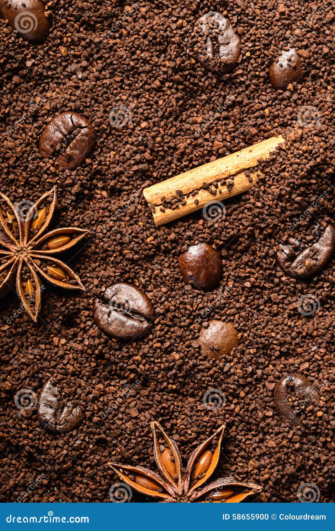 Coffee Powder, Beans and Herbs Stock Photo Image of roast, grits