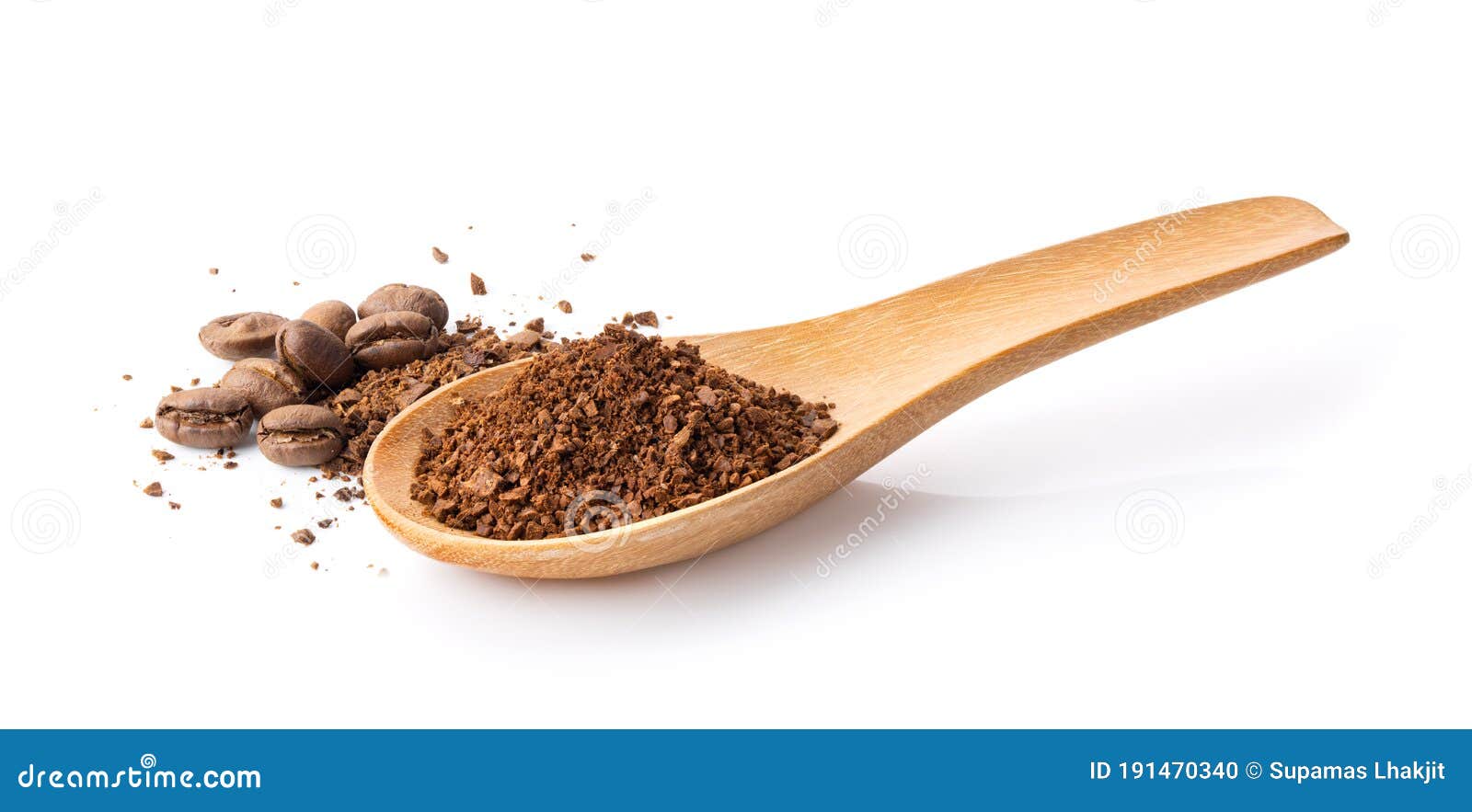 Coffee Powder in Wood Spoon on White Background Stock Photo Image of