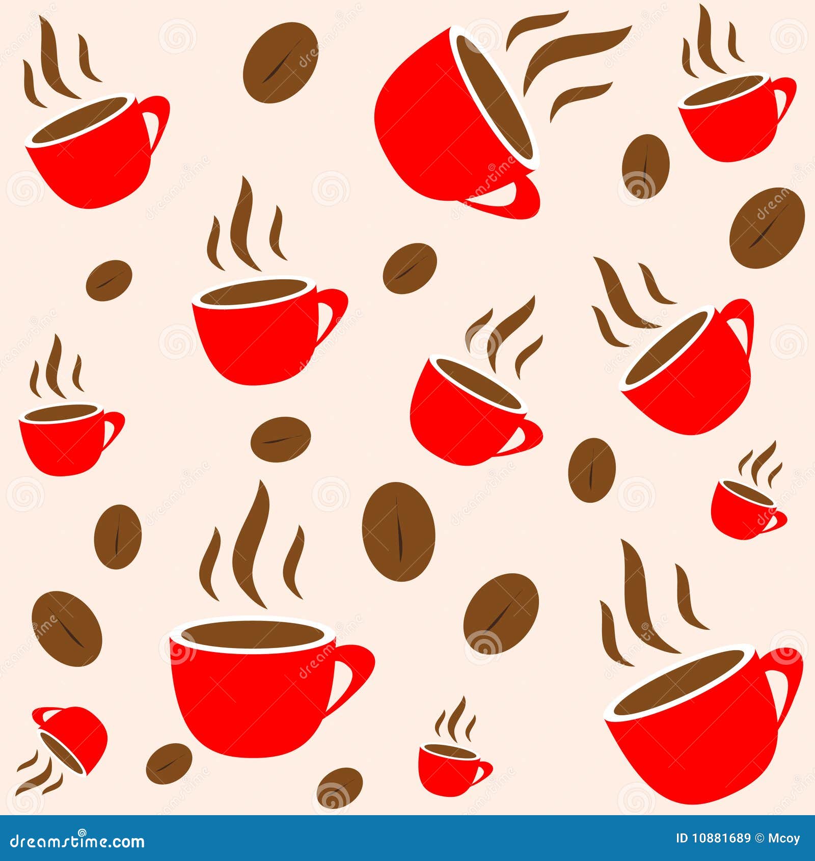 Coffee Red Cup and Bean Seamless Wallpaper Stock Illustration -  Illustration of latte, object: 10881689