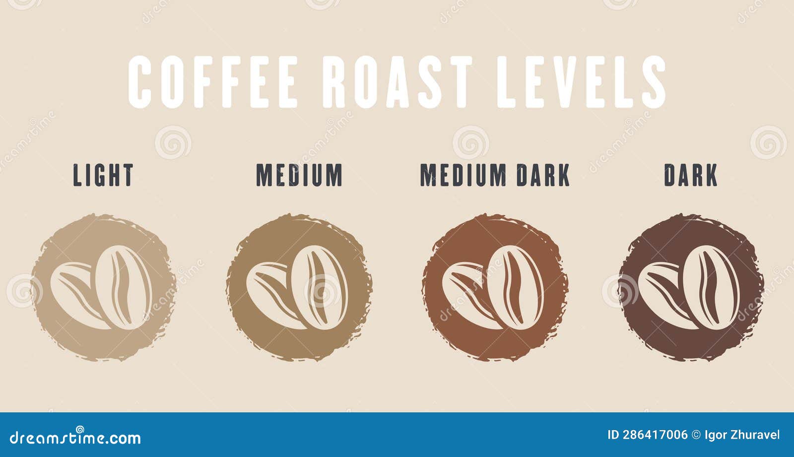 Coffee Roast Levels Vector Illustration on Light BackgroundCoffee Roast