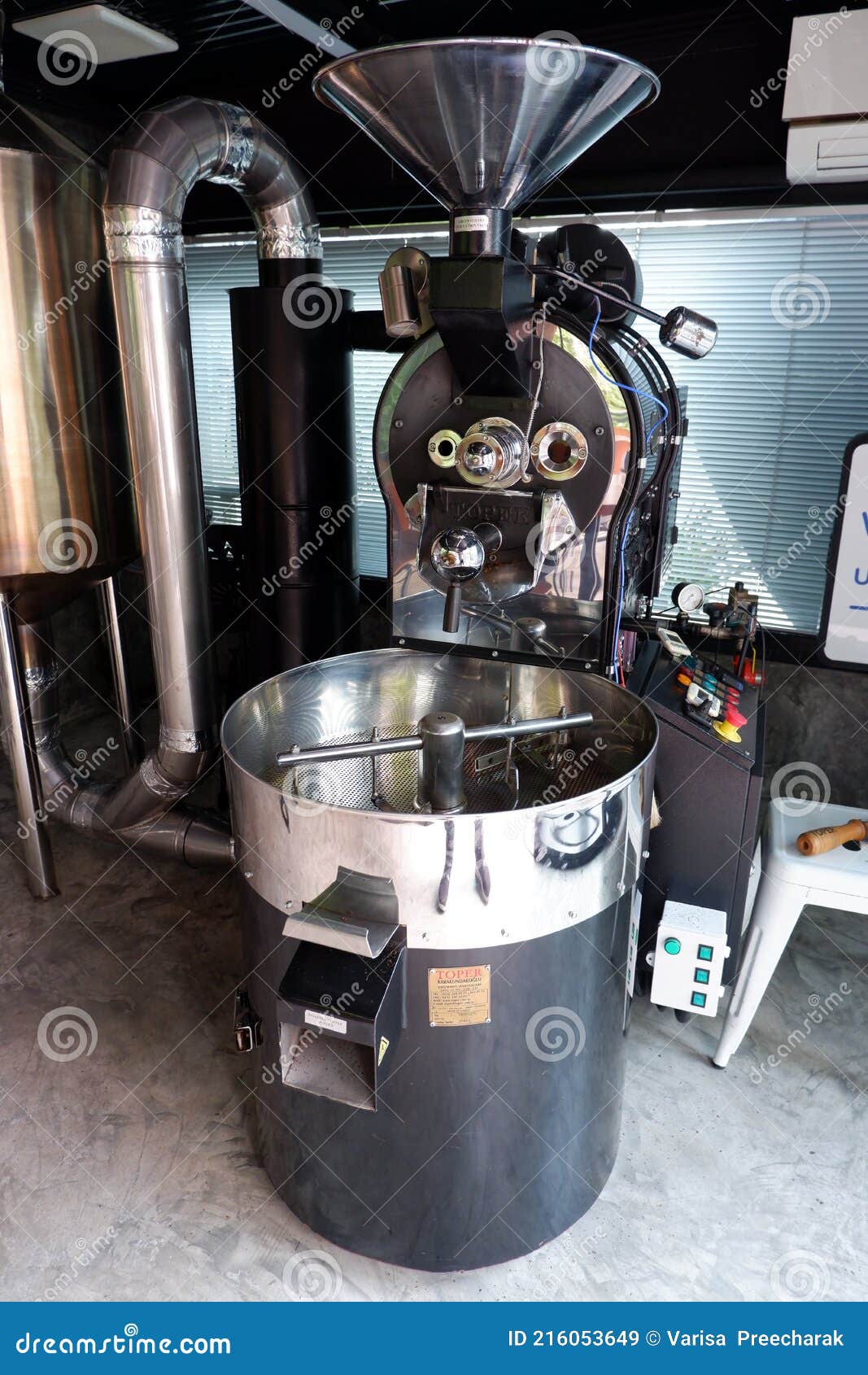 Coffee roaster machine stock image. Image of industrial 216053649