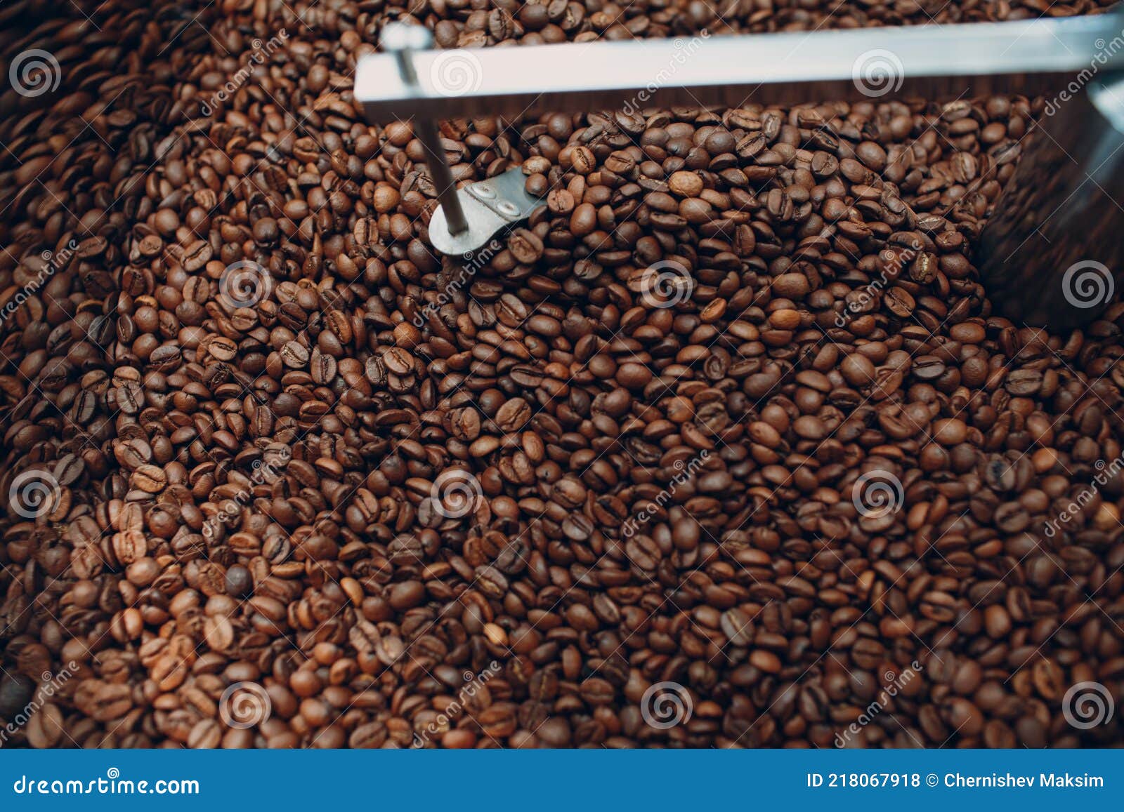 Coffee Roaster Machine at Coffee Roasting Process. Mixing and Cooling