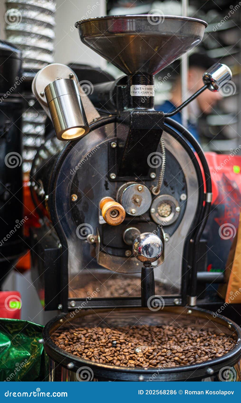 Coffee Roasting Machine at Street Coffee Shop. Stock Photo Image of