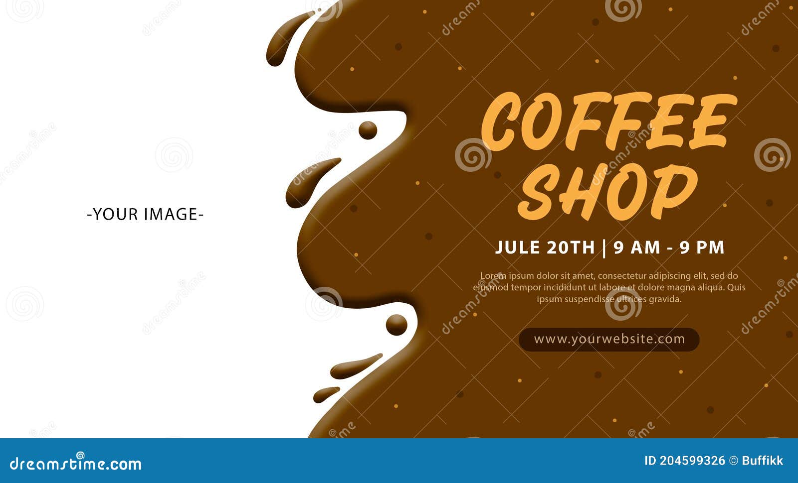 Coffee Shop Banner Template Design with 3d Brown Abstract Background. Can  Be Used for Flyer, Brochure, Poster, Ads. Stock Illustration - Illustration  of chocolate, drink: 204599326