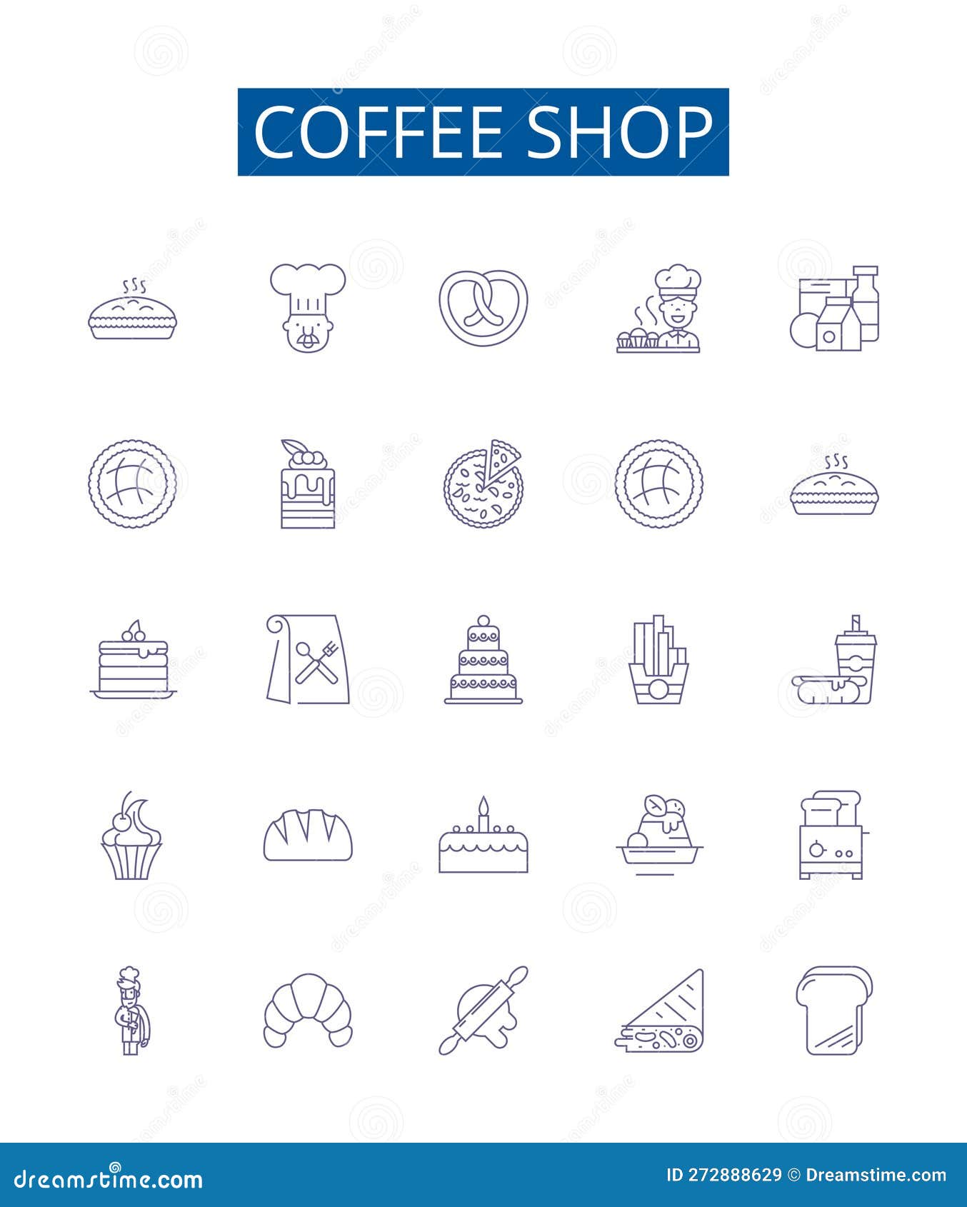 coffee shop line icons signs set.  collection of cafe, espresso, latte, coffee, java, mocha, colombian, frappe