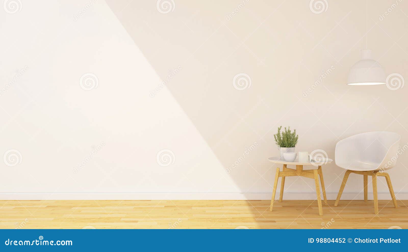 Coffee Shop or Living Room and Space for Artwork 3D Rendering Stock