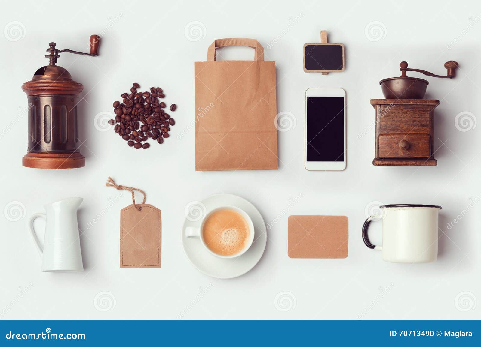 Coffee Shop Mock Up Template for Branding Identity Design. Flat Lay