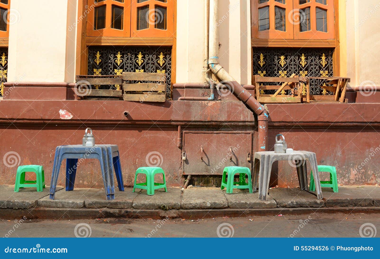 Coffee Shop on the Street in Yangon Stock Photo Image of recreation
