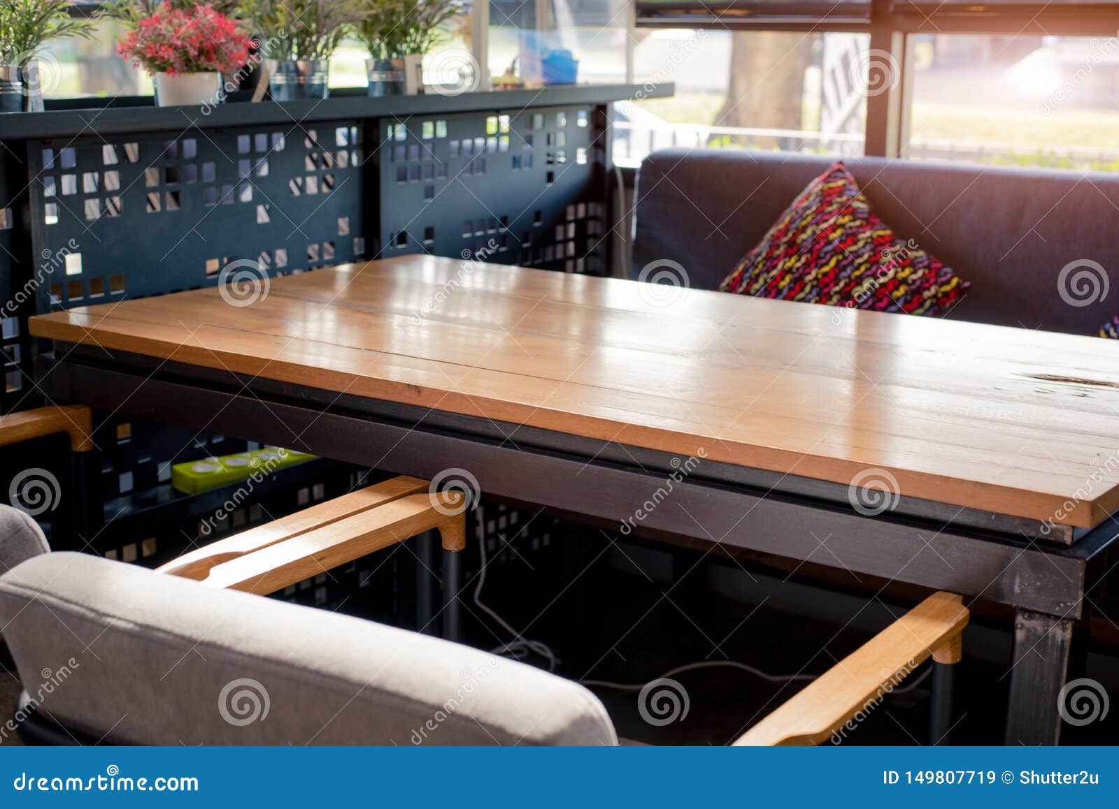 Coffee Shop Table with Armchairs. Object and Decoration Concept Stock