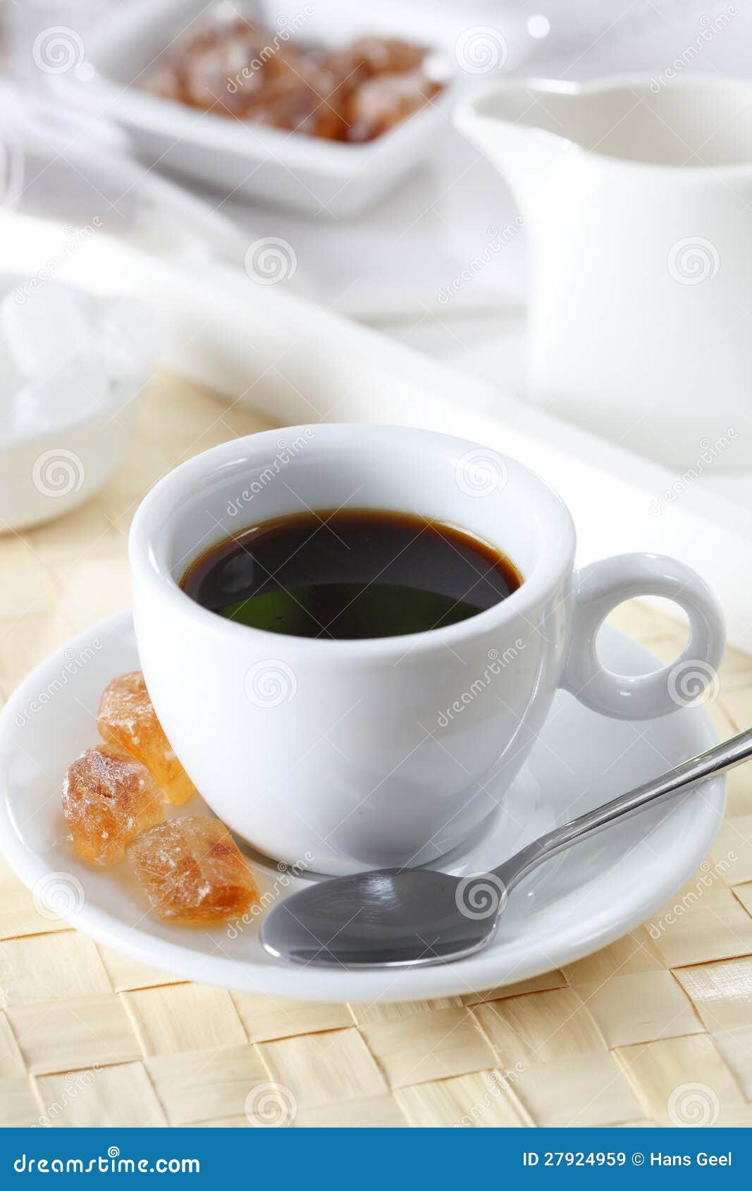 Coffee with Spoon and Brown Sugar Stock Image Image of coffee