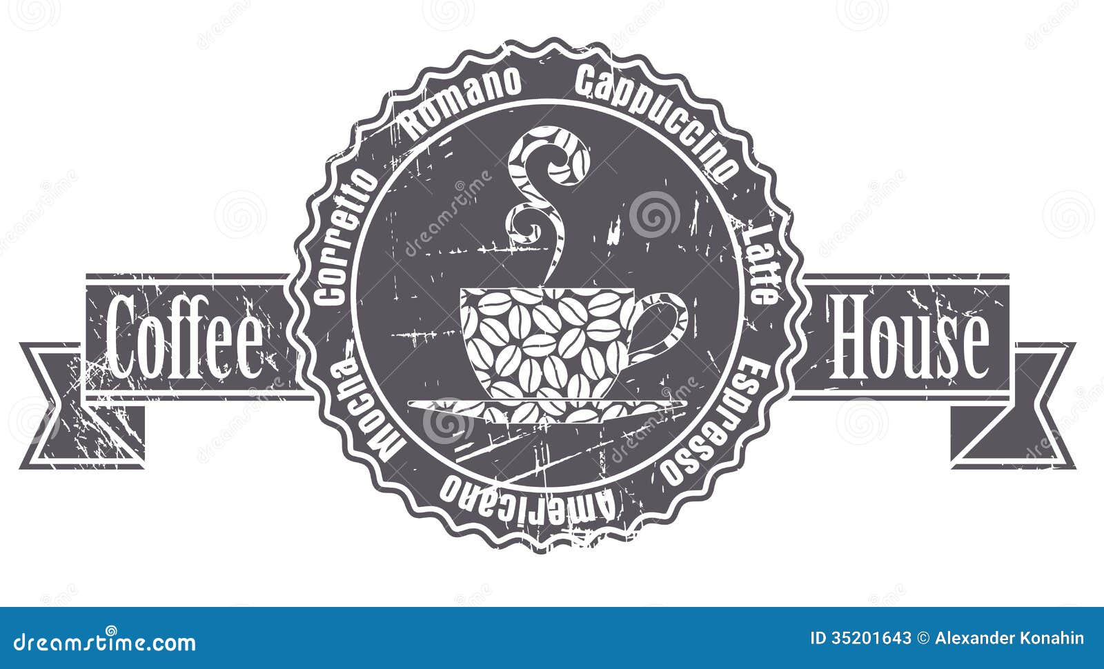 Coffee stamp stock vector. Illustration of shop, ceramics 35201643