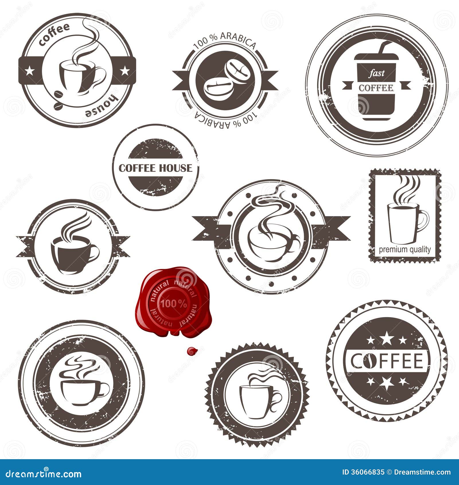 Coffee stamps stock vector. Illustration of badge, cafe 36066835