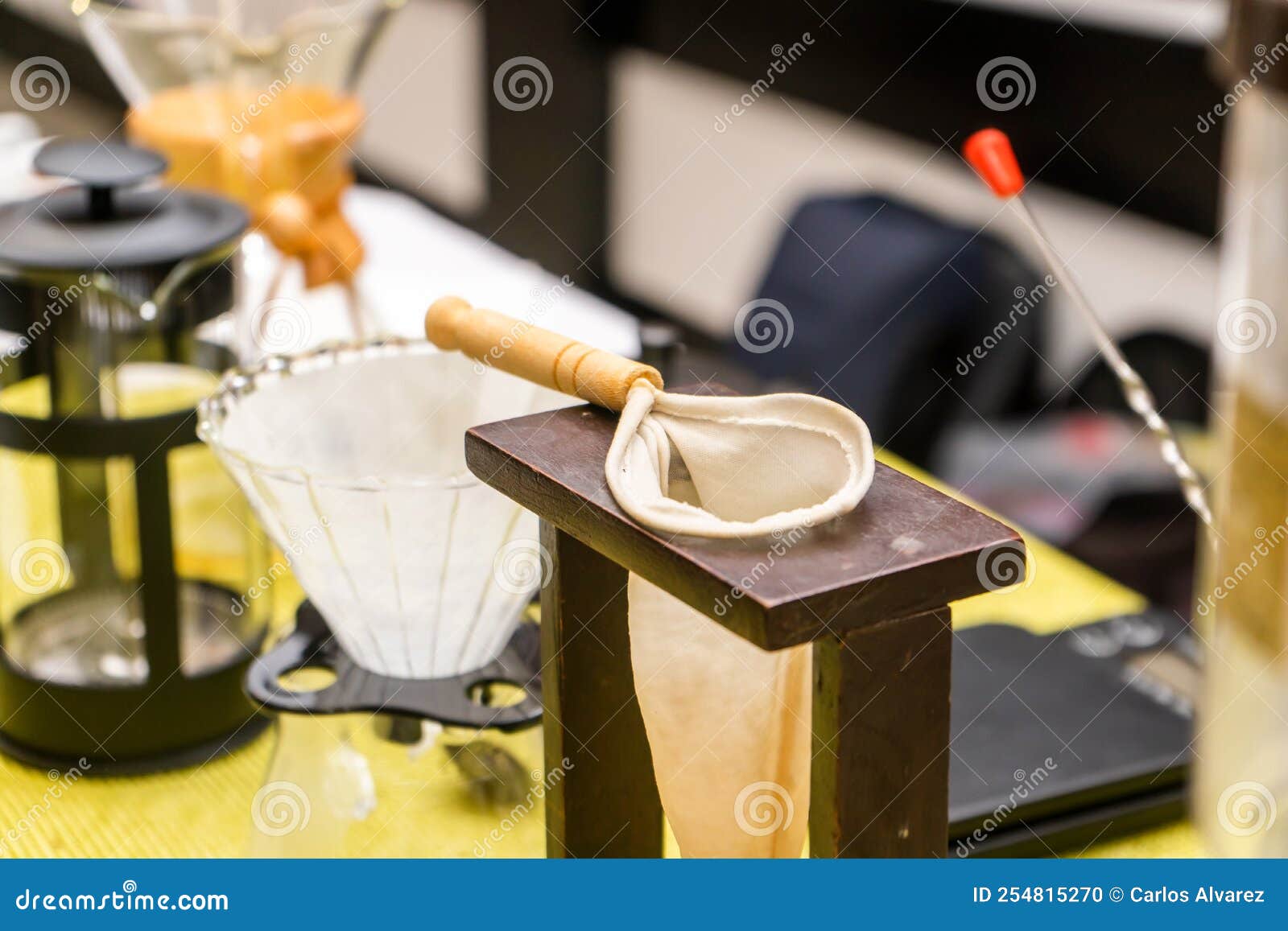 Coffee Strainers Made of Fabric on a Display Table Stock Photo Image